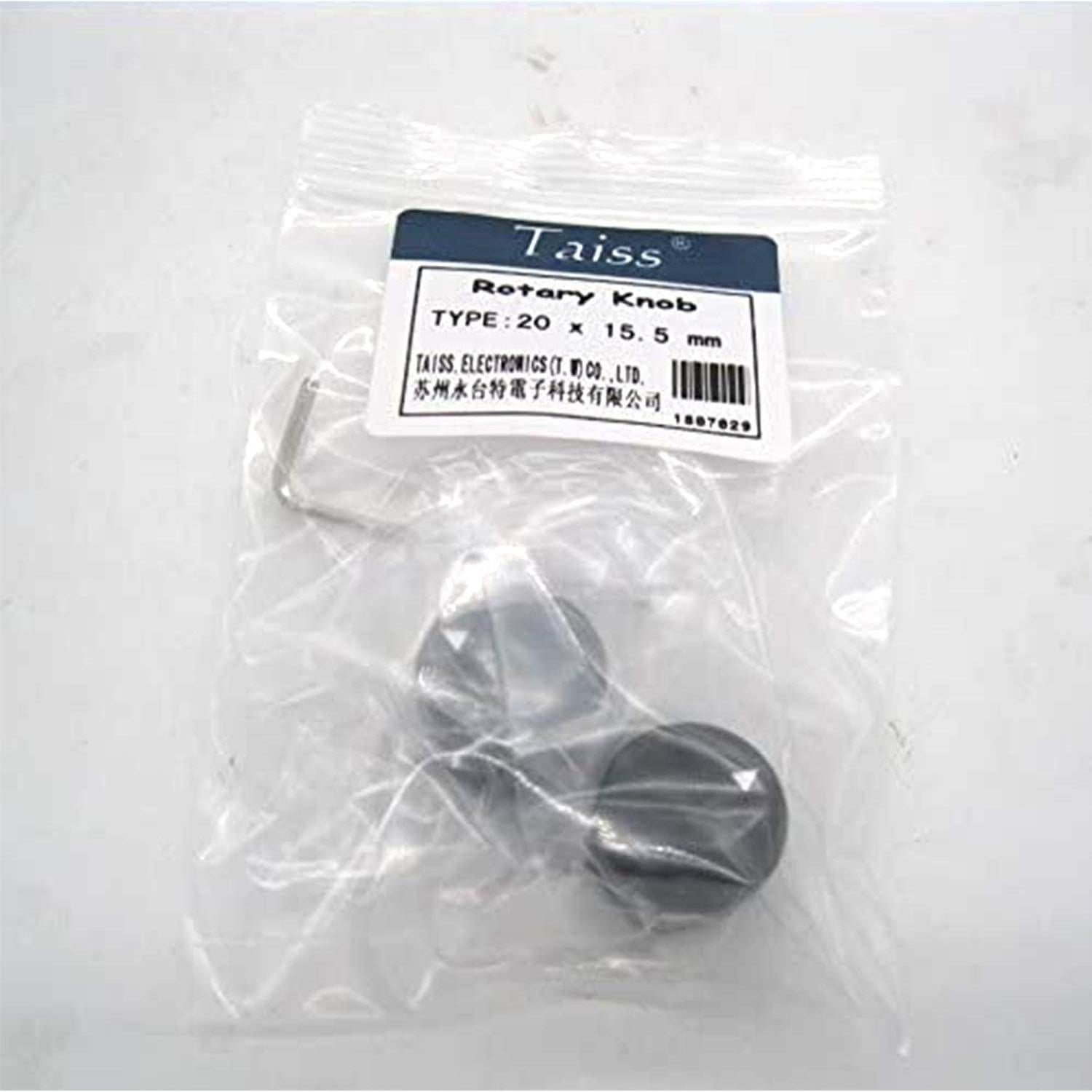 Perillas de Control Rotativas Taiss de Aluminio Negra 20x15.5mm - 2 Pcs