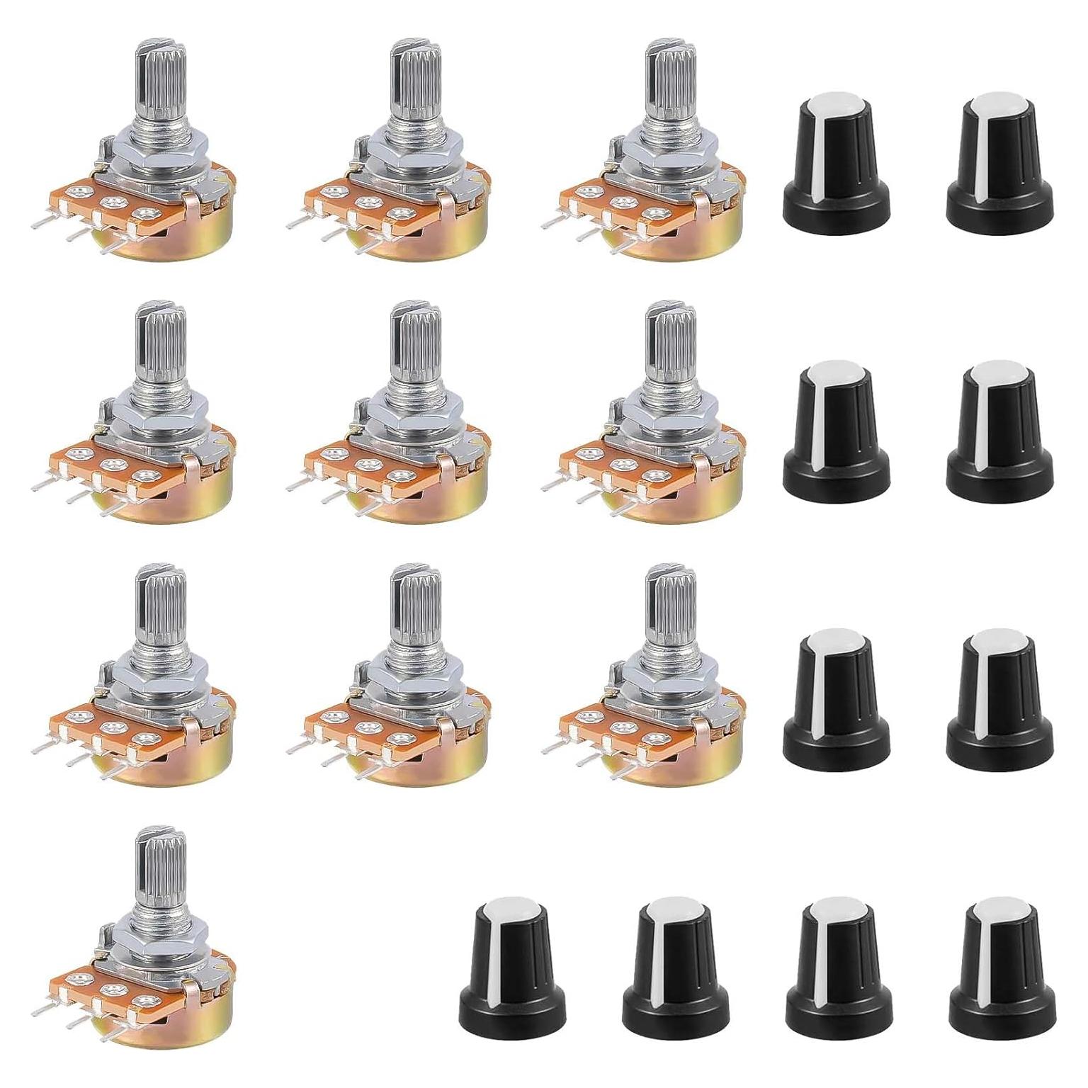 Kit de 10 Potenciómetros WH148 2K Ohm con Perillas Rotativas