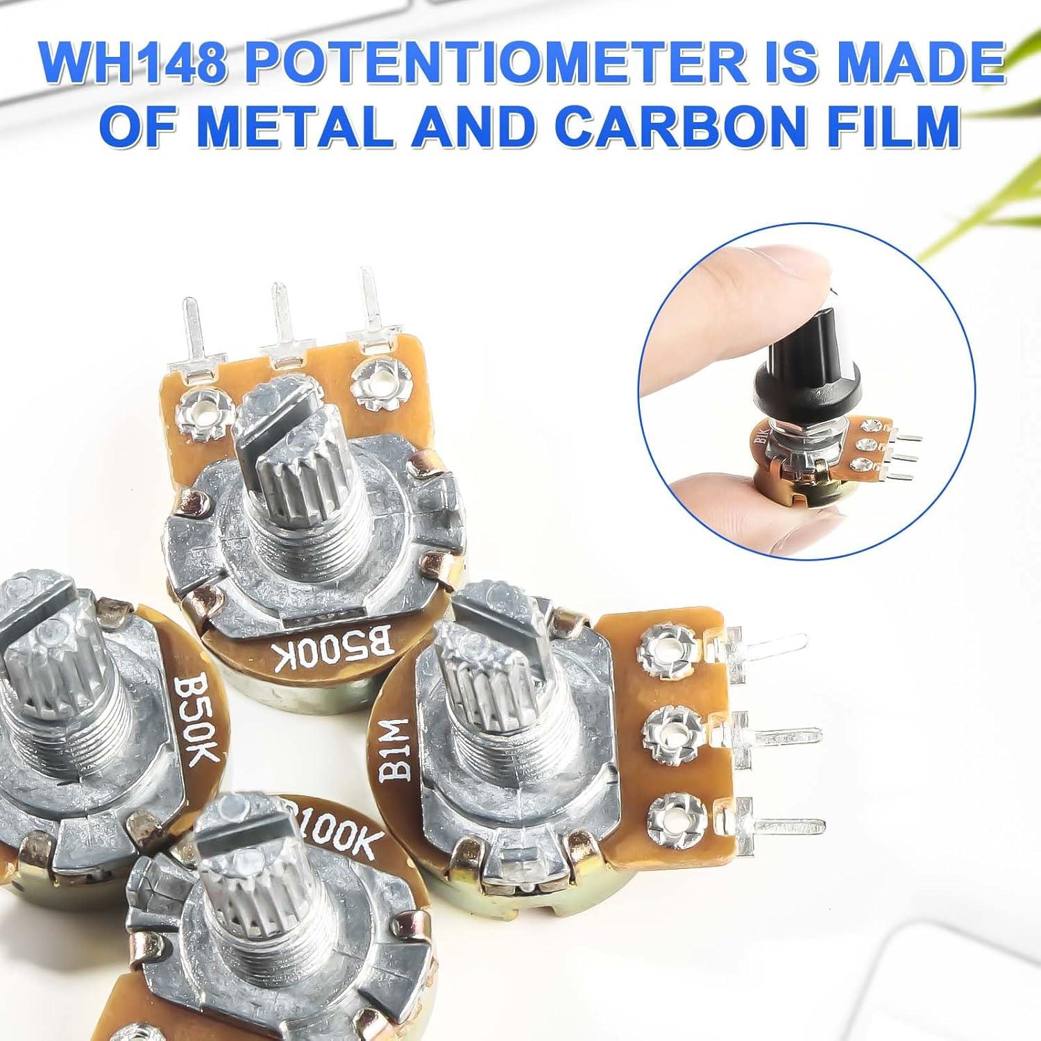 Kit de 10 Potenciómetros WH148 2K Ohm con Perillas Rotativas