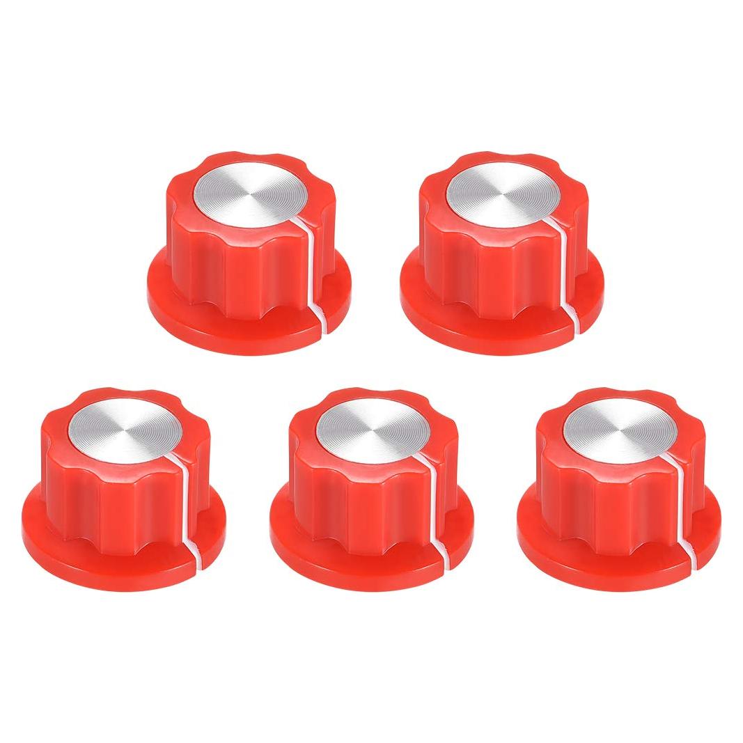 Perillas de Control Rotativas uxcell 5 Pcs 6.4mm Rojas