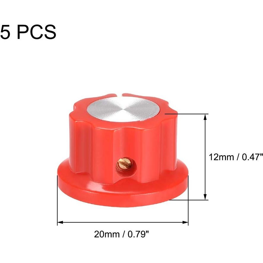 Perillas de Control Rotativas uxcell 5 Pcs 6.4mm Rojas