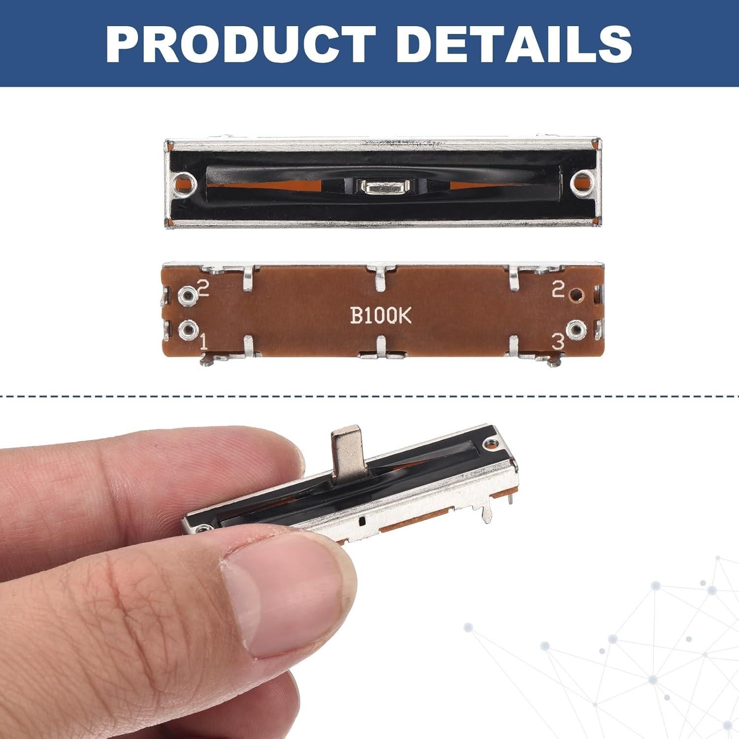 Potenciometro Lineal Deslizante 10Pcs B100K 45mm MECCANIXITY