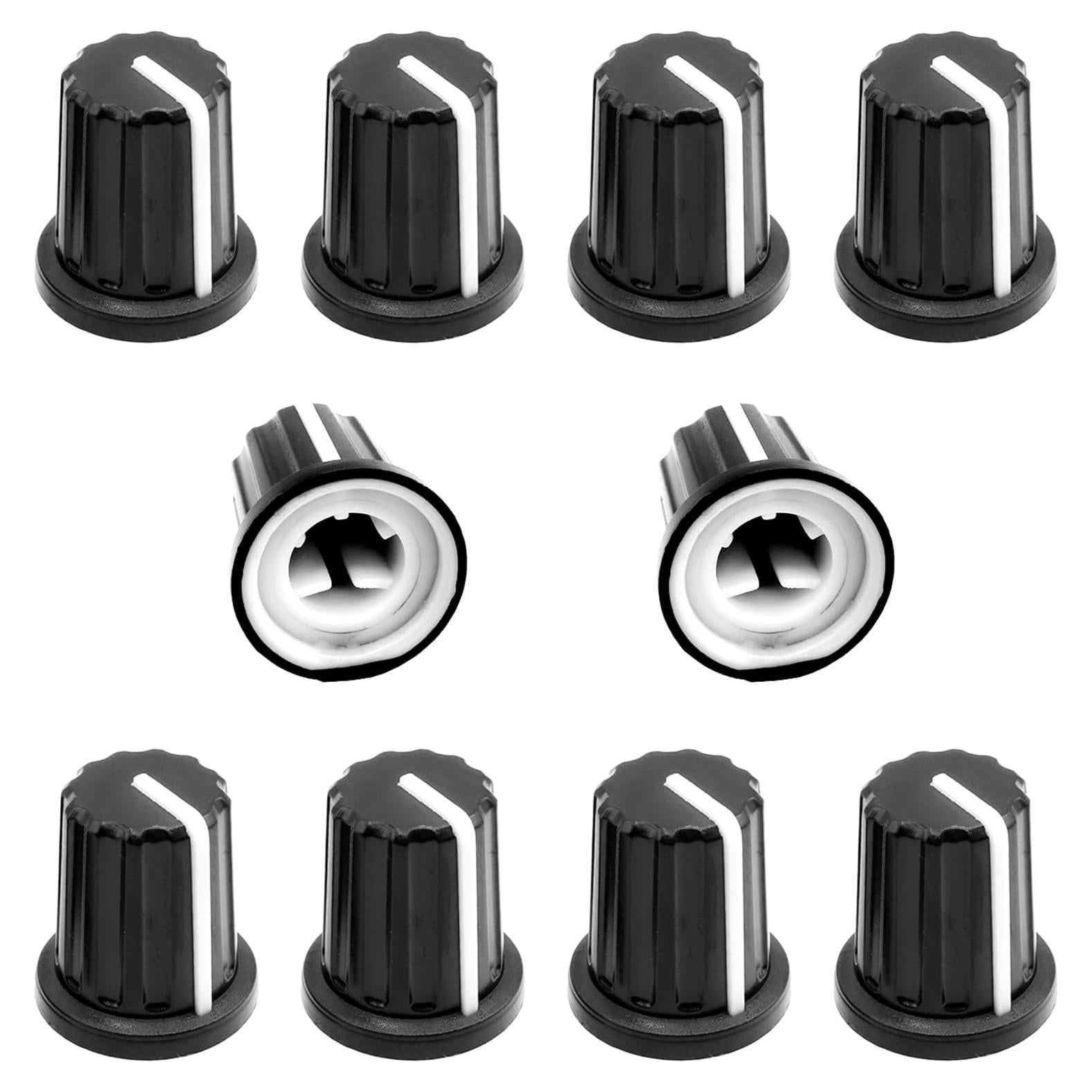 10 Perillas de Control de Potenciómetro D Tipo 6mm ZXUEZHENG Negro
