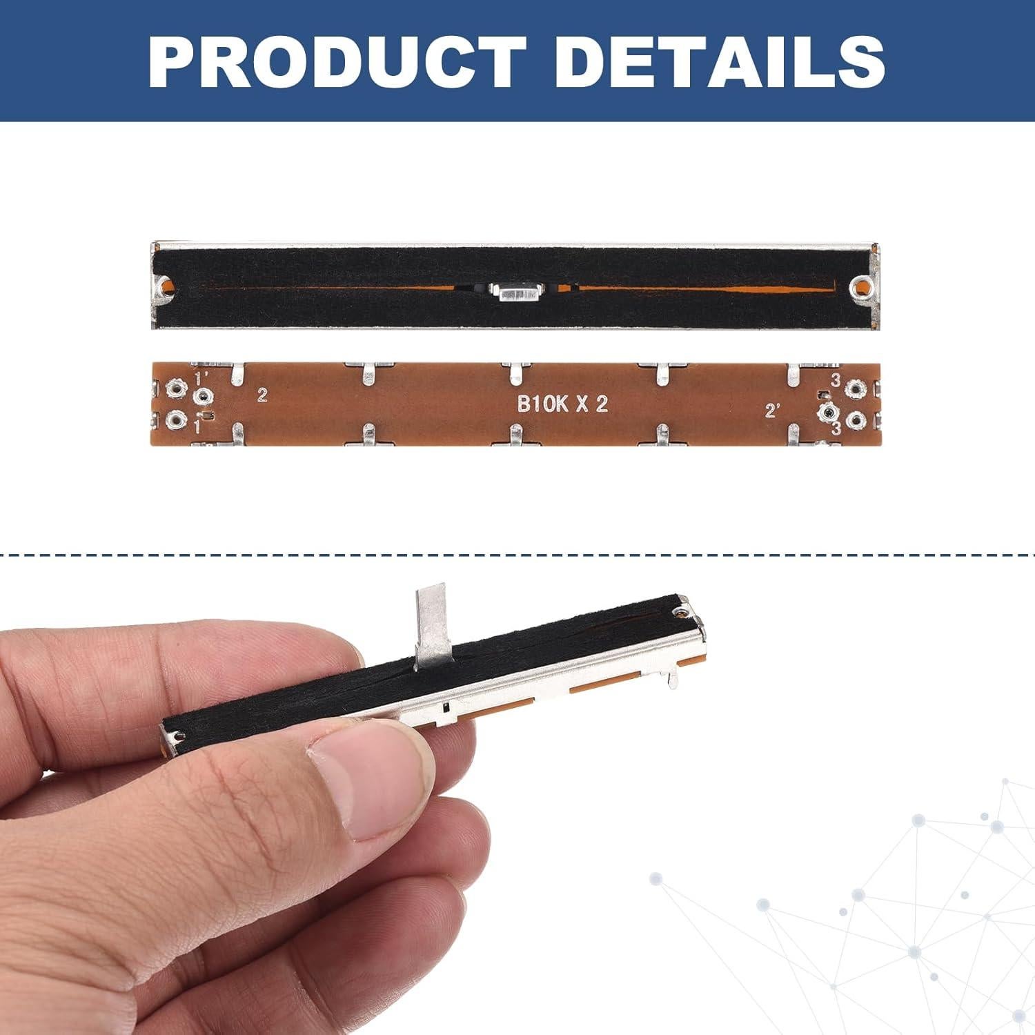 Potenciometro Lineal Doble MECCANIXITY B10Kx2 75mm 5 Pcs