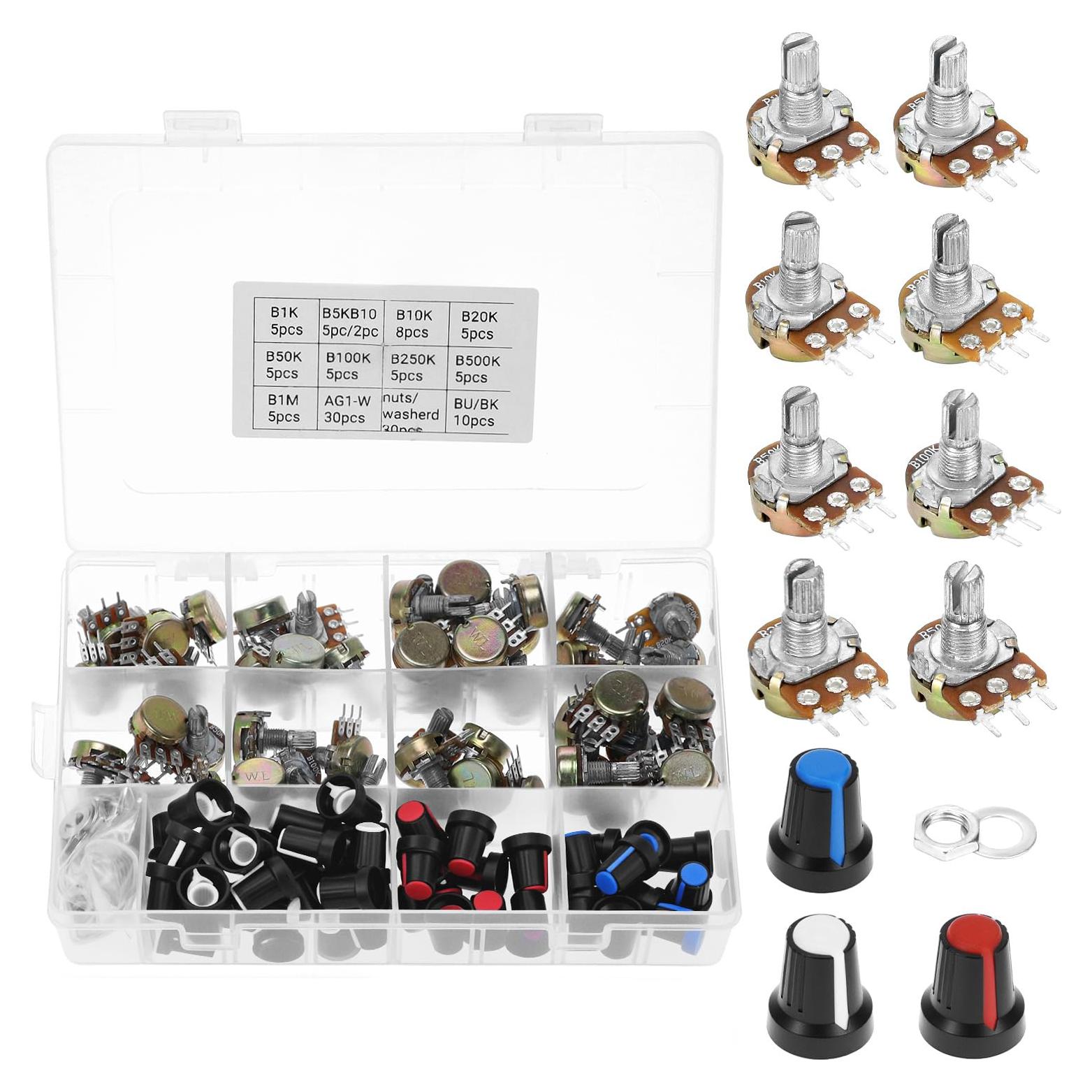 Kit de Potenciómetros QWORK 200 Piezas WH148 1K a 1M Ohm