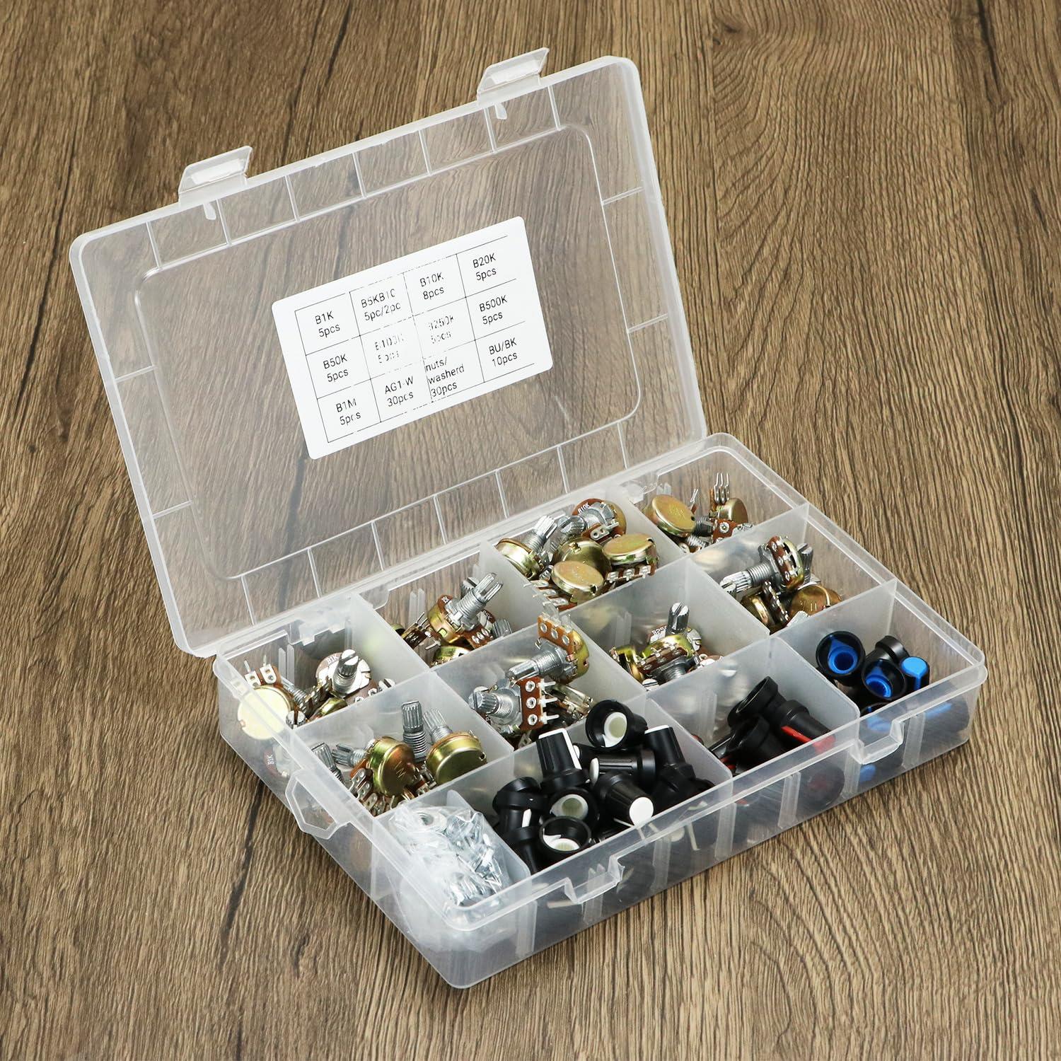 Kit de Potenciómetros QWORK 200 Piezas WH148 1K a 1M Ohm