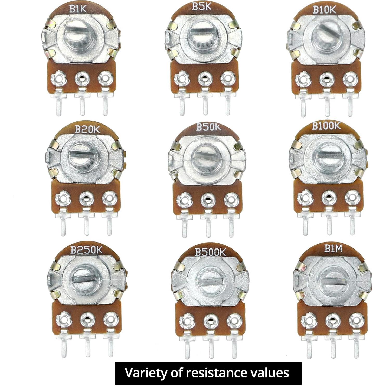 Kit de Potenciómetros QWORK 200 Piezas WH148 1K a 1M Ohm