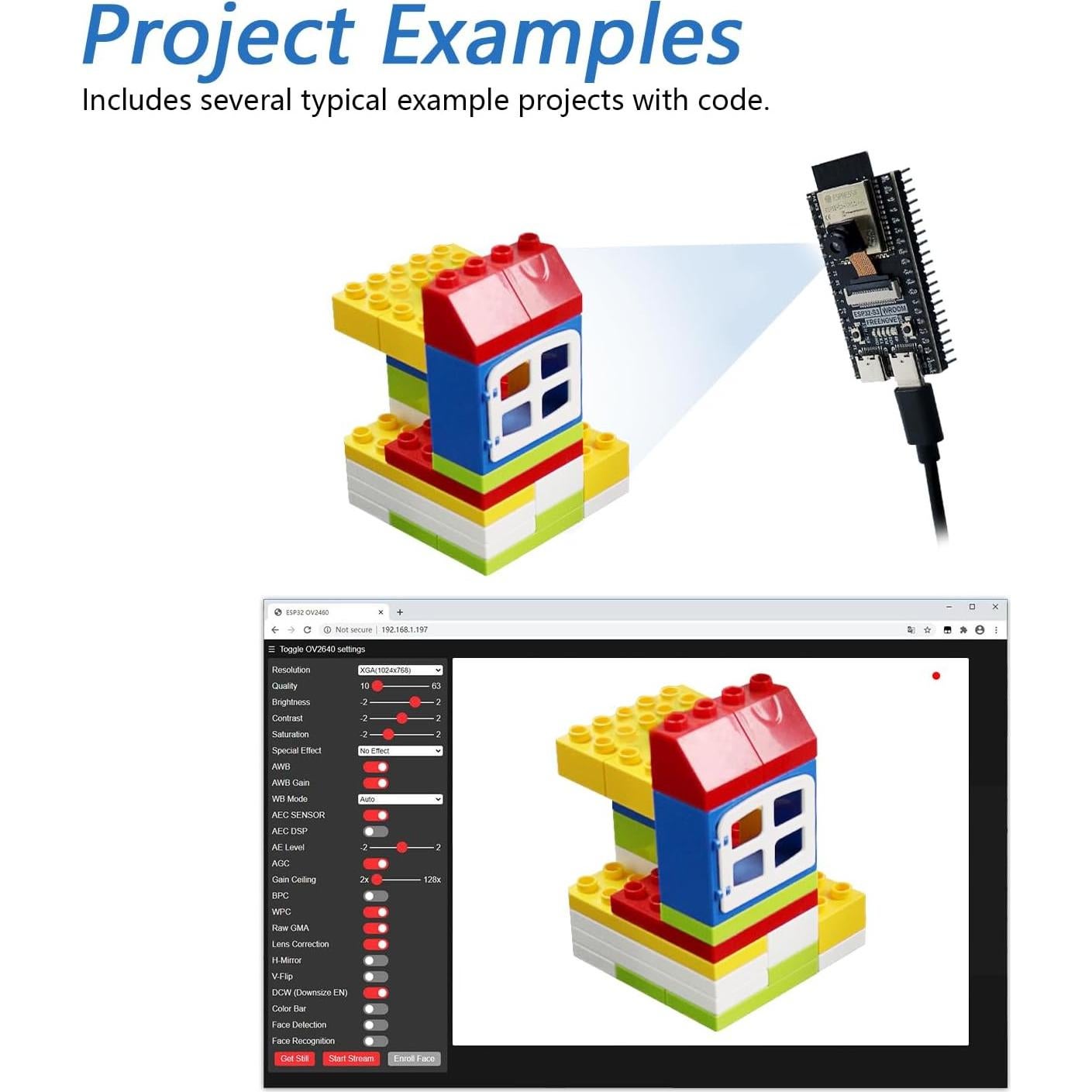 Placa ESP32-S3 FREENOVE CAM 240 MHz, 8 MB Flash y PSRAM