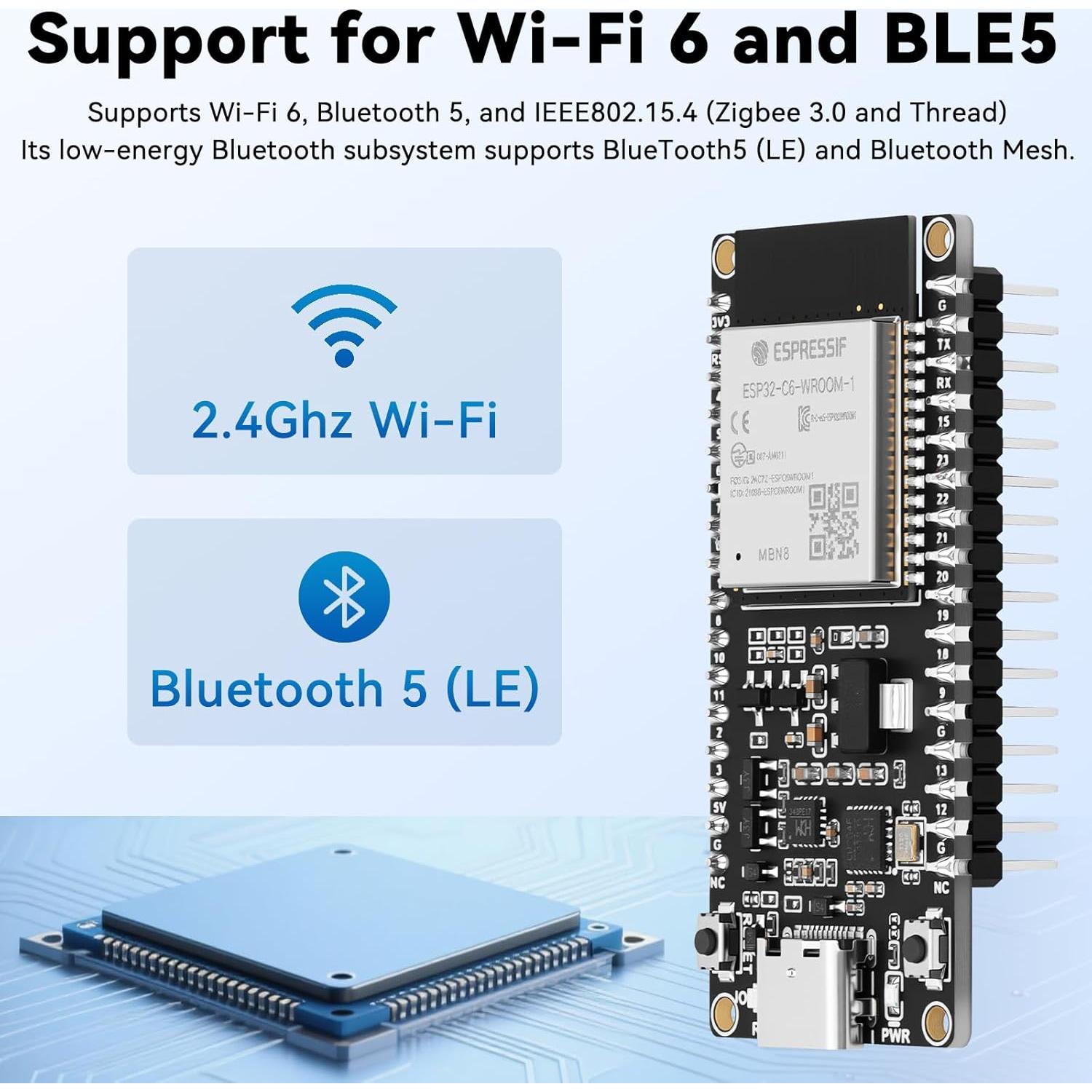 Placa de Desarrollo ESP32-C6 Meshnology Wi-Fi 6 Bluetooth 5