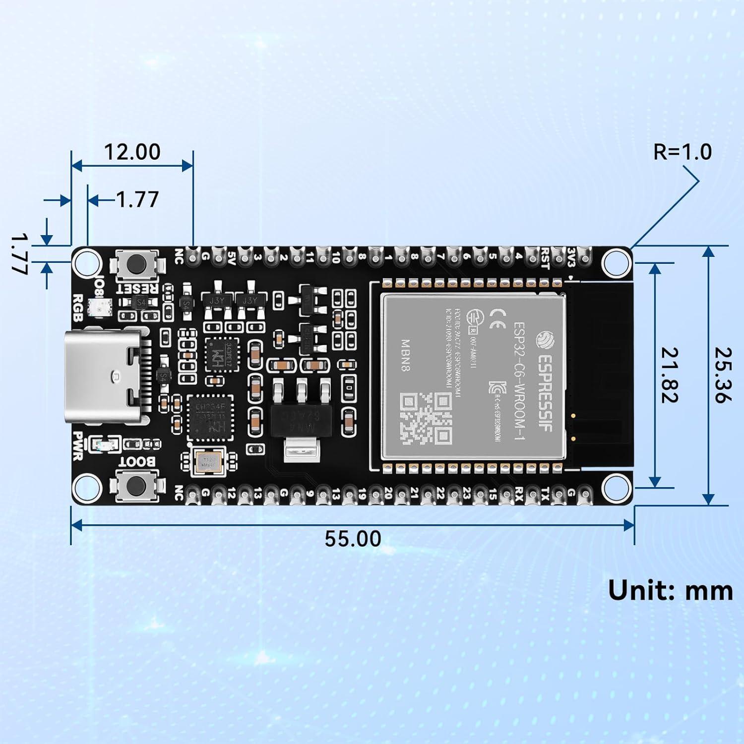 Placa de Desarrollo ESP32-C6 Meshnology Wi-Fi 6 Bluetooth 5