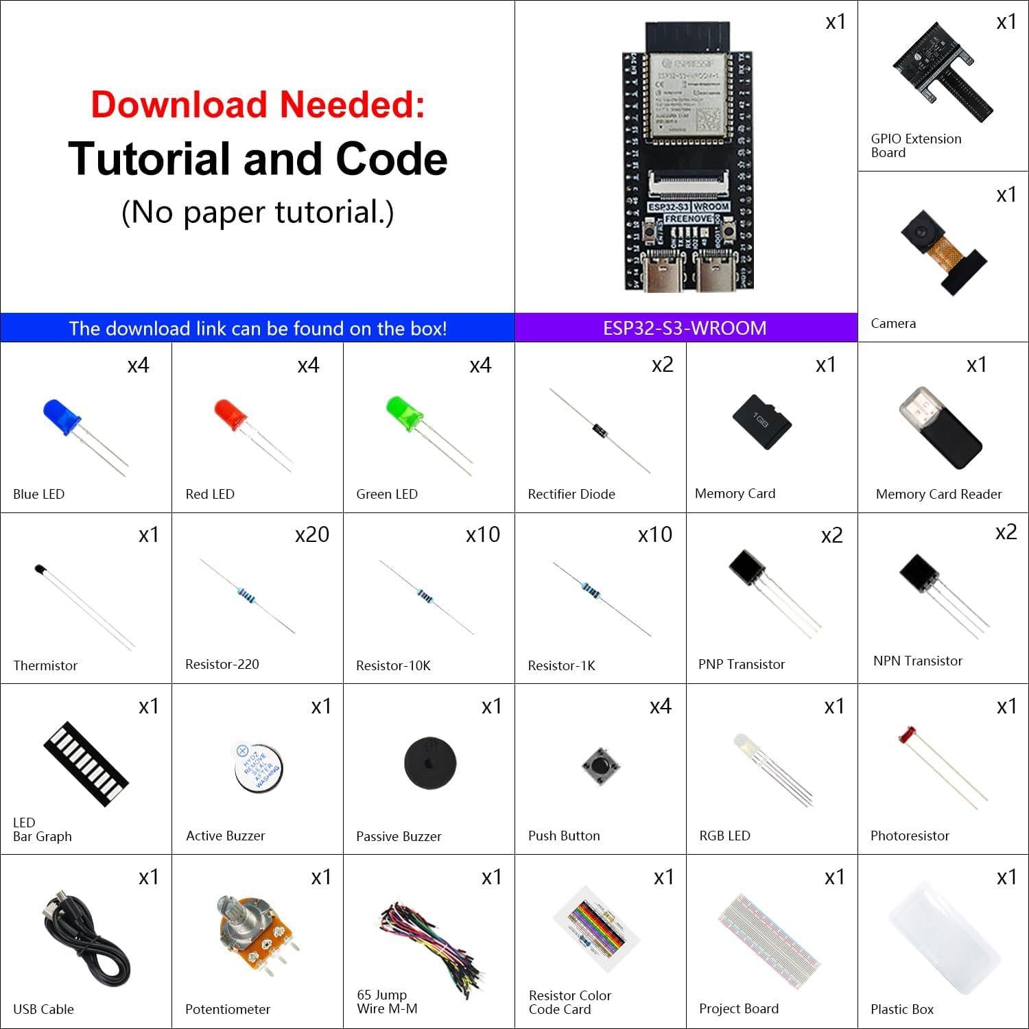 Kit de Inicio FREENOVE ESP32-S3 con Cámara y Tutorial 418 Páginas