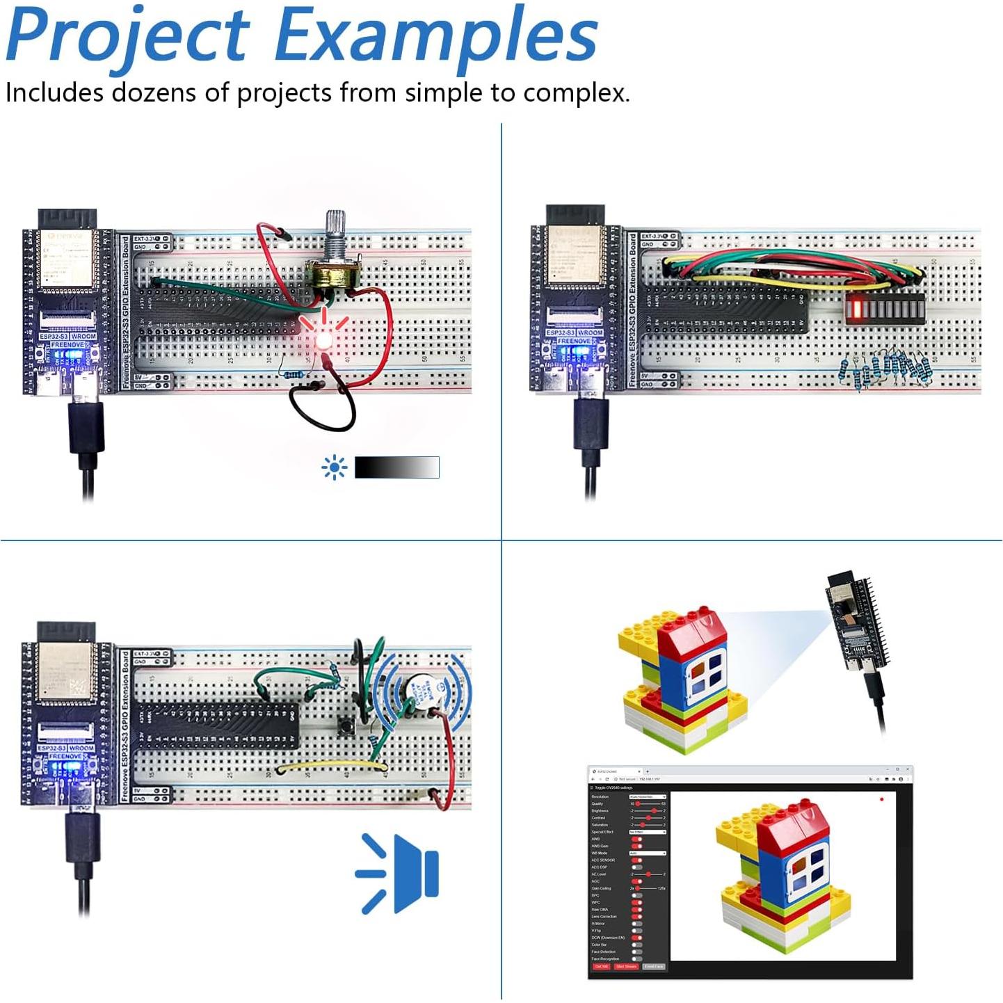 Kit de Inicio FREENOVE ESP32-S3 con Cámara y Tutorial 418 Páginas