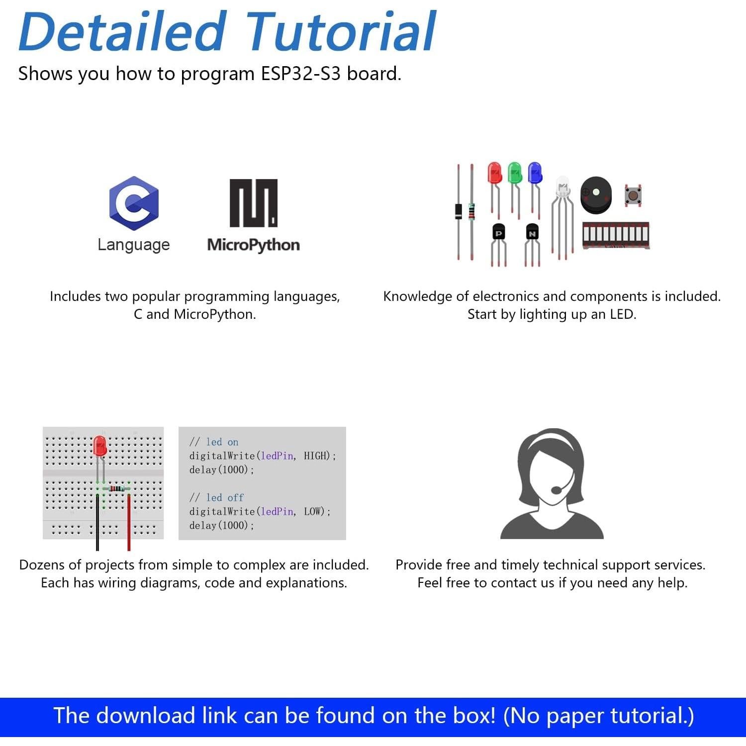 Kit de Inicio FREENOVE ESP32-S3 con Cámara y Tutorial 418 Páginas