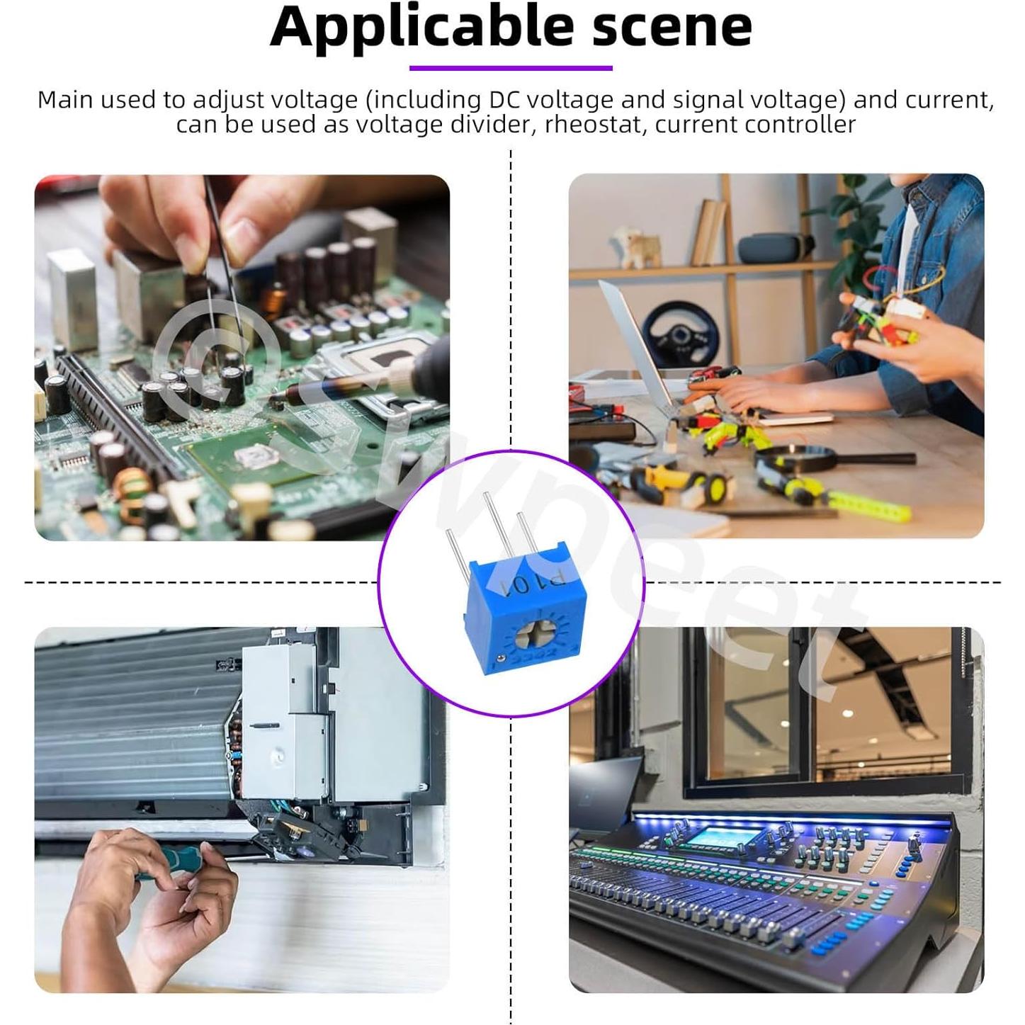 Kit 66Pcs Potenciómetros Ajustables Swpeet 3362 100-1M Ohm