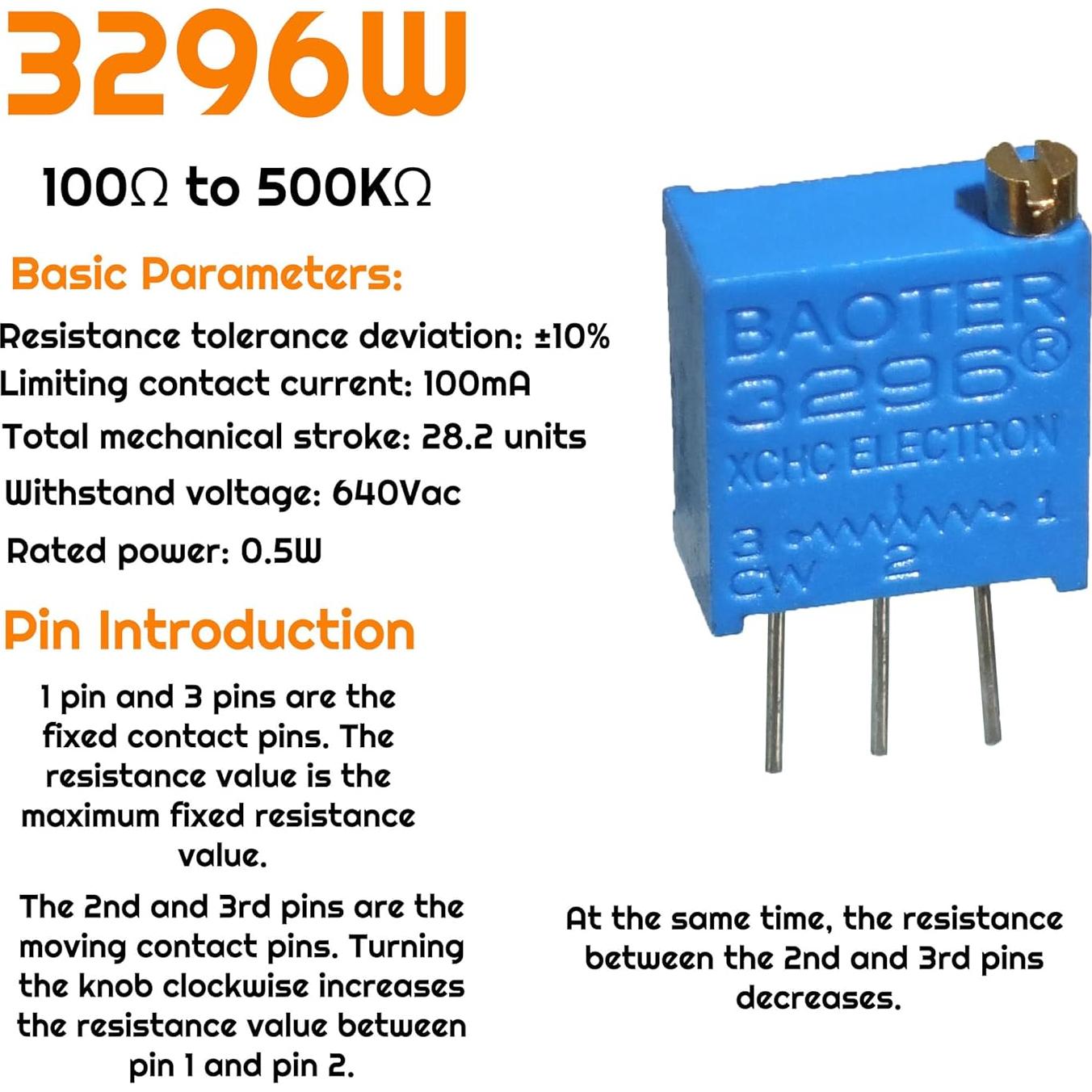 Kit de 60 Potenciómetros Multivuelta VIBICCK 100-500K Ohm