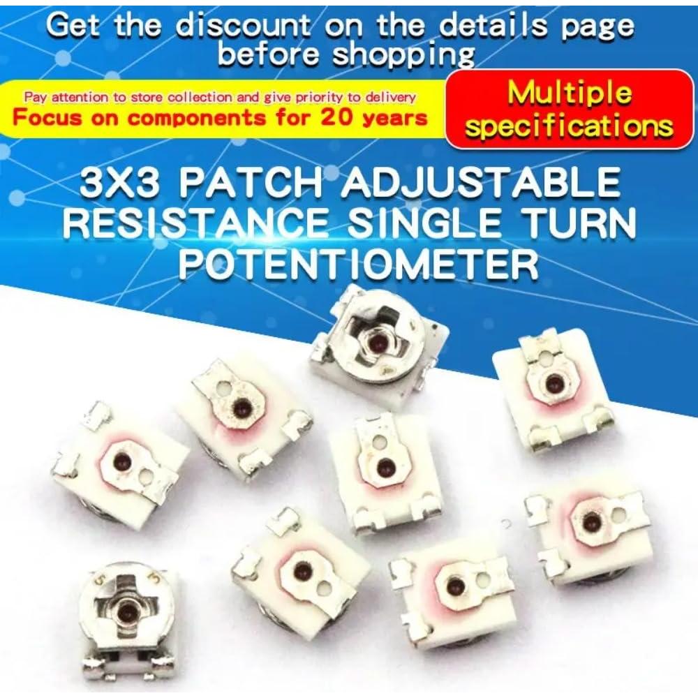 V TELESKY 10PCS 3 * 3 SMD Trimmer Adjustable Variable Resistance Potentiometer 100 200 1K 2K 5K 10K 20K 50K 100K Ohm (10K Ohm)
