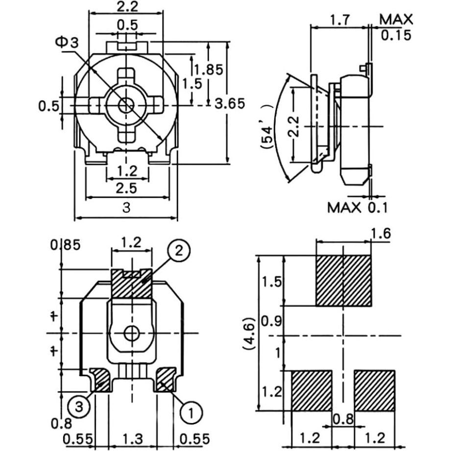 V TELESKY 10PCS 3 * 3 SMD Trimmer Adjustable Variable Resistance Potentiometer 100 200 1K 2K 5K 10K 20K 50K 100K Ohm (10K Ohm)