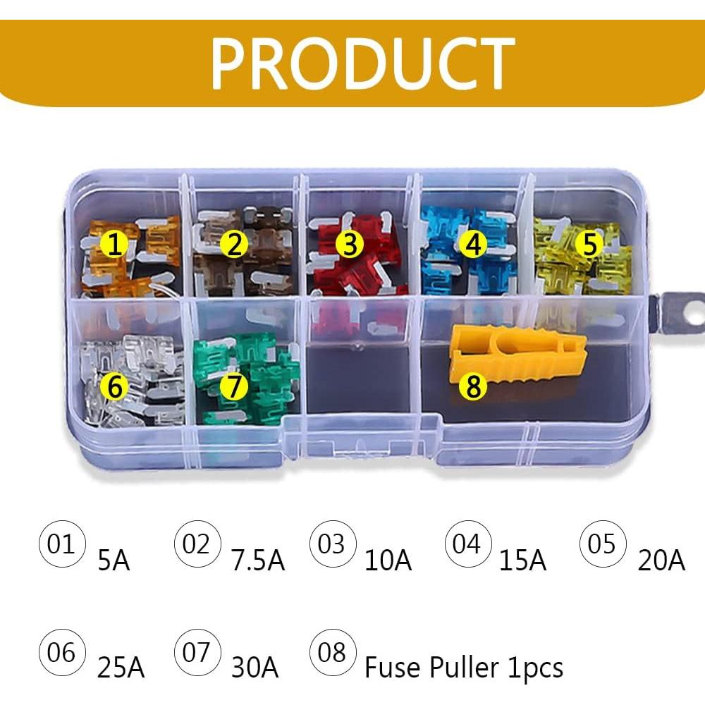 Kit de 70 Fusibles Estándar DWARFOO 2A-30A Coloridos para Auto