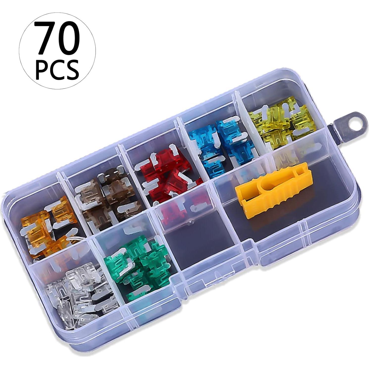 Kit de 70 Fusibles Estándar DWARFOO 2A-30A Coloridos para Auto