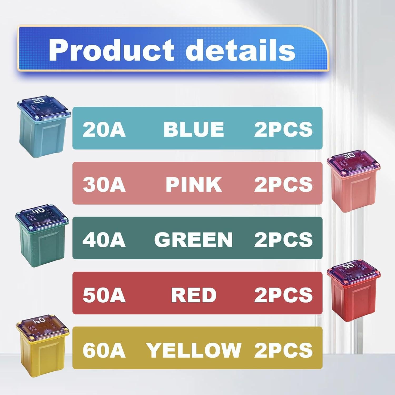 Kit de Fusibles Jcase Pleoos 10 Piezas 20A-60A para Autos