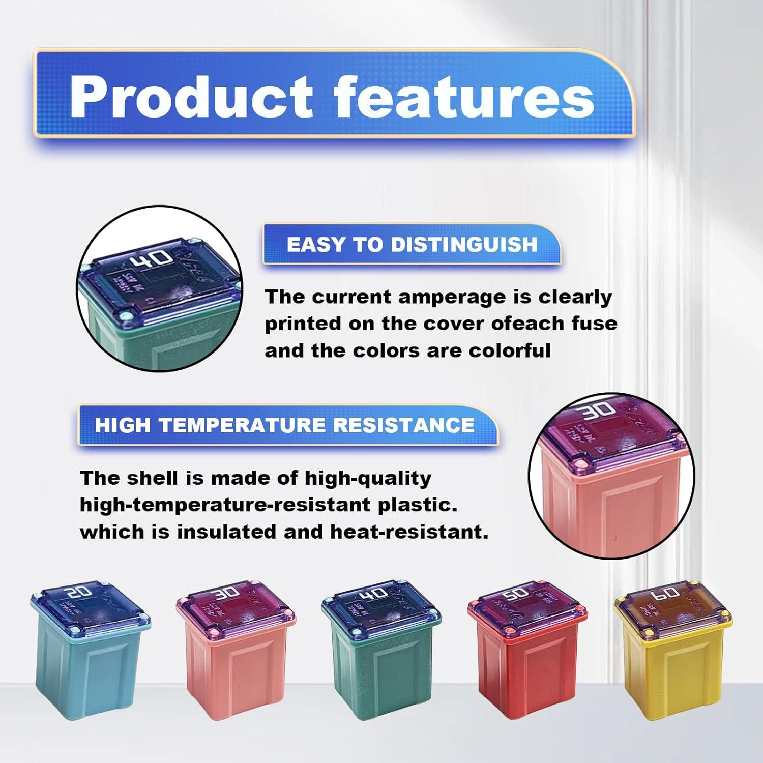 Kit de Fusibles Jcase Pleoos 10 Piezas 20A-60A para Autos