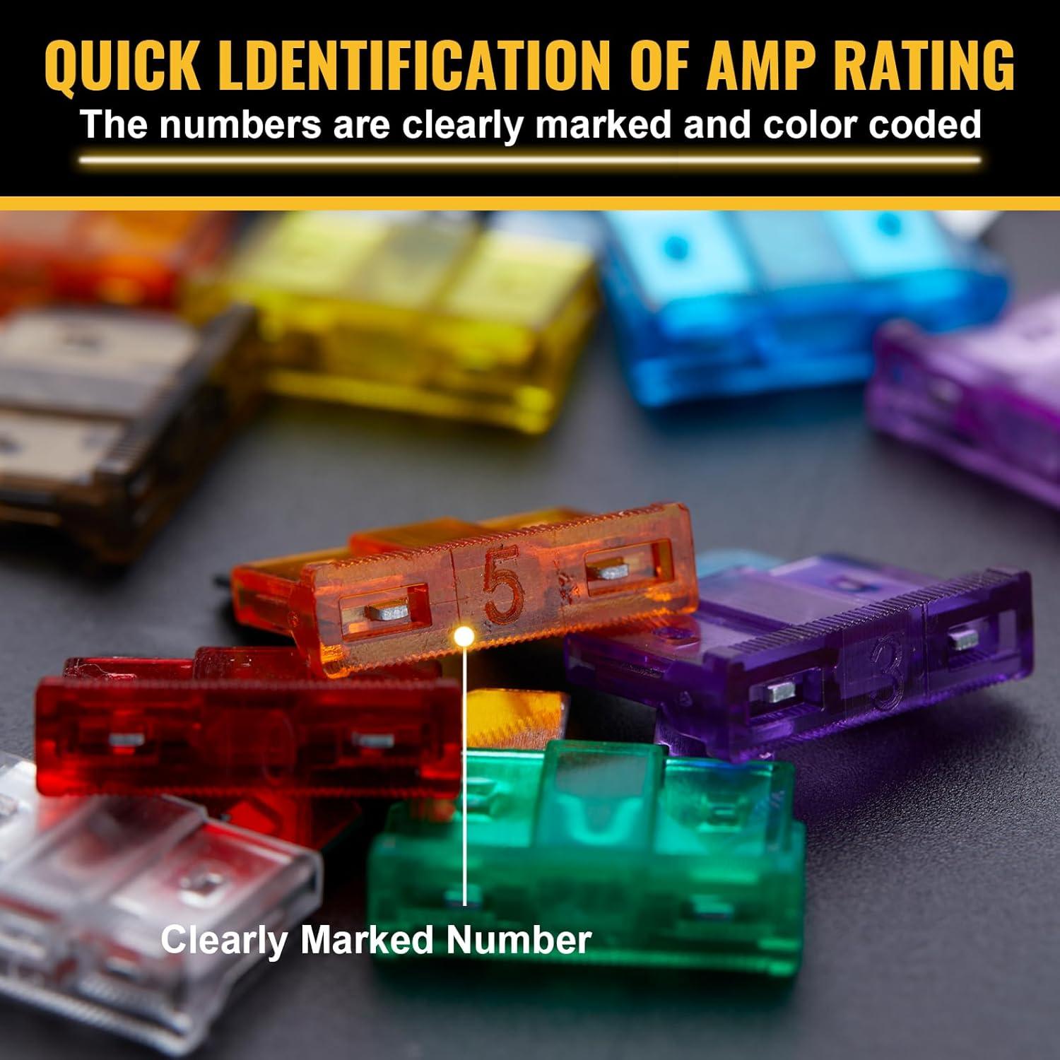 Kit de Fusibles Estándar 100 Pcs Mehdingna 3A-35A para Automóviles