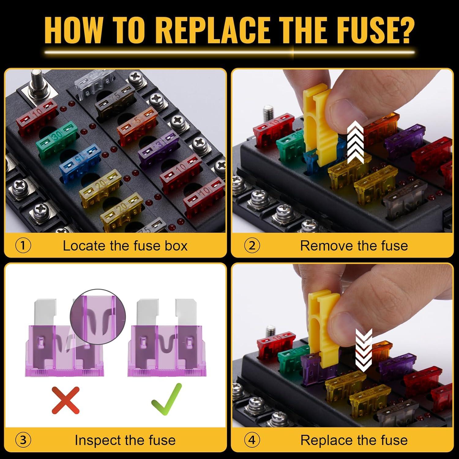 Kit de Fusibles Estándar 100 Pcs Mehdingna 3A-35A para Automóviles