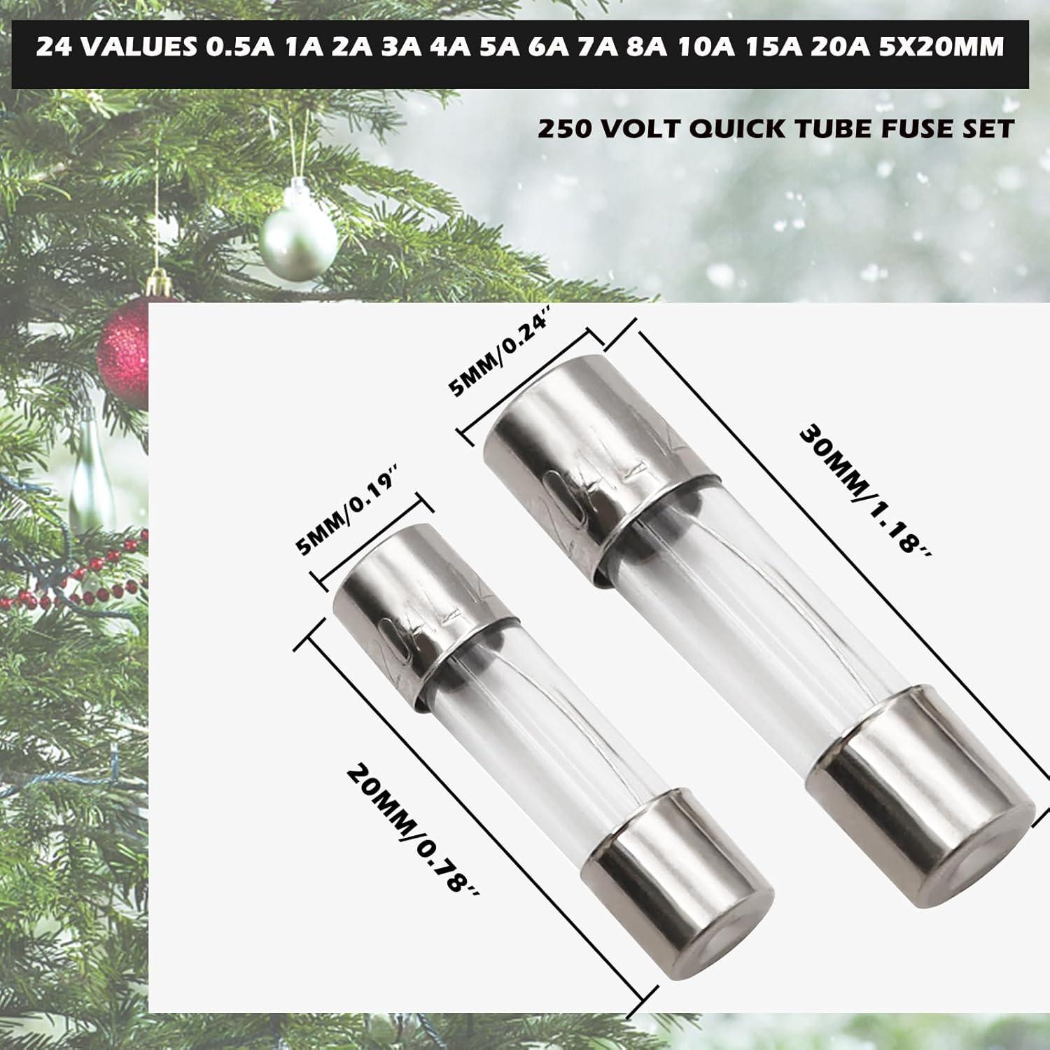 Kit de Fusibles de Vidrio 180Pcs 250V 5x20mm y 6x30mm Sunxeke