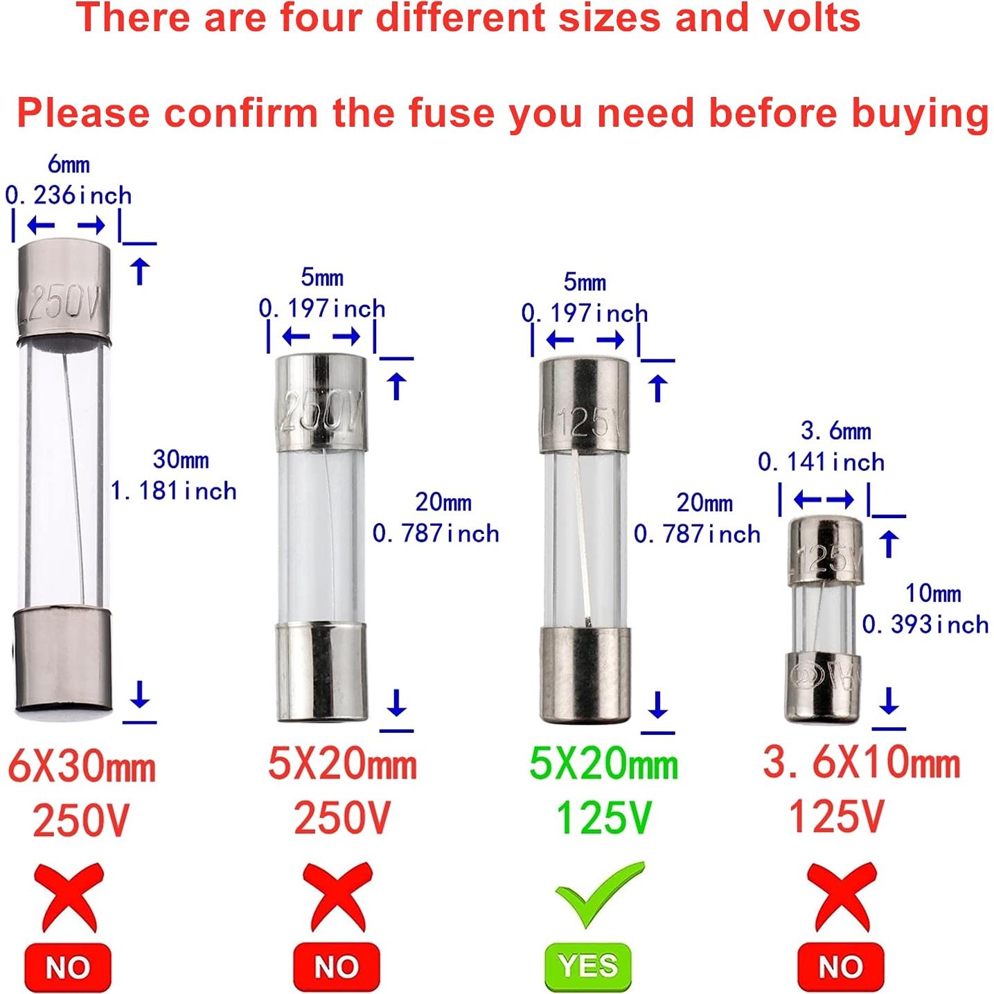 Fusibles de vidrio BOJACK 5A 5x20 mm (Paquete de 20)