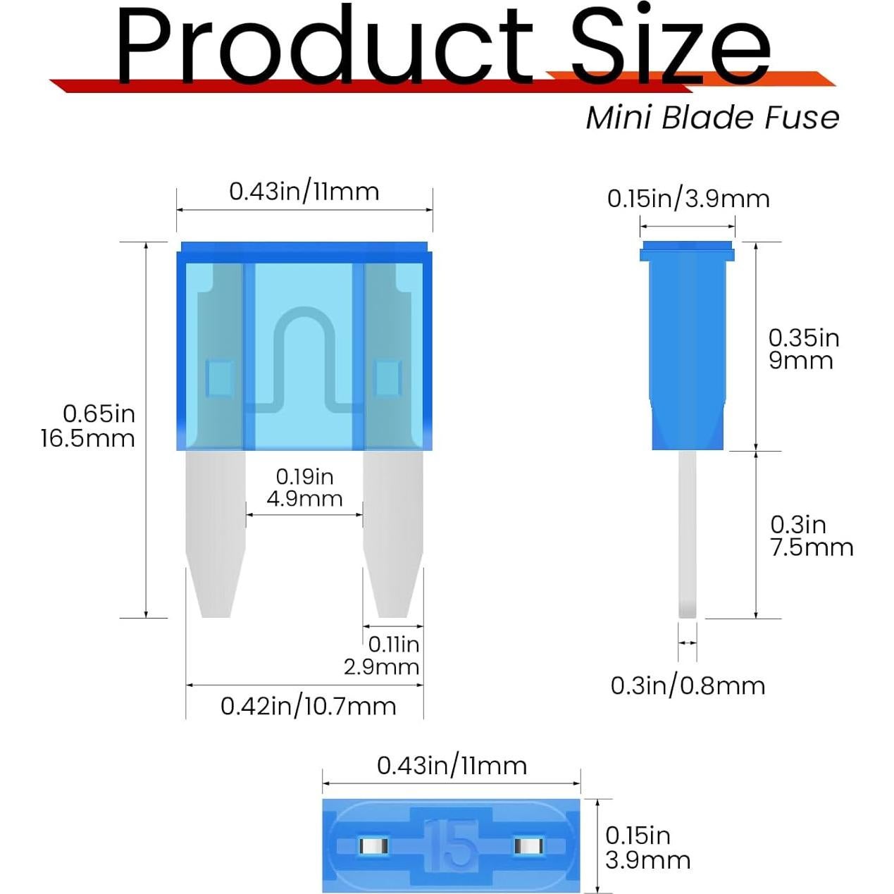 Fusibles Mini 15A SVZ - 25 Pcs para Coche y Barco