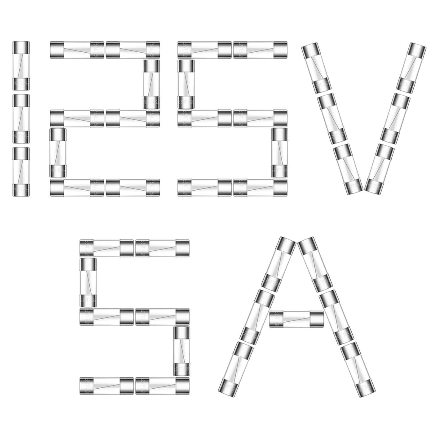 Fusibles de Vidrio VEXUNGA 5A 125V para Luces de Navidad 20pcs