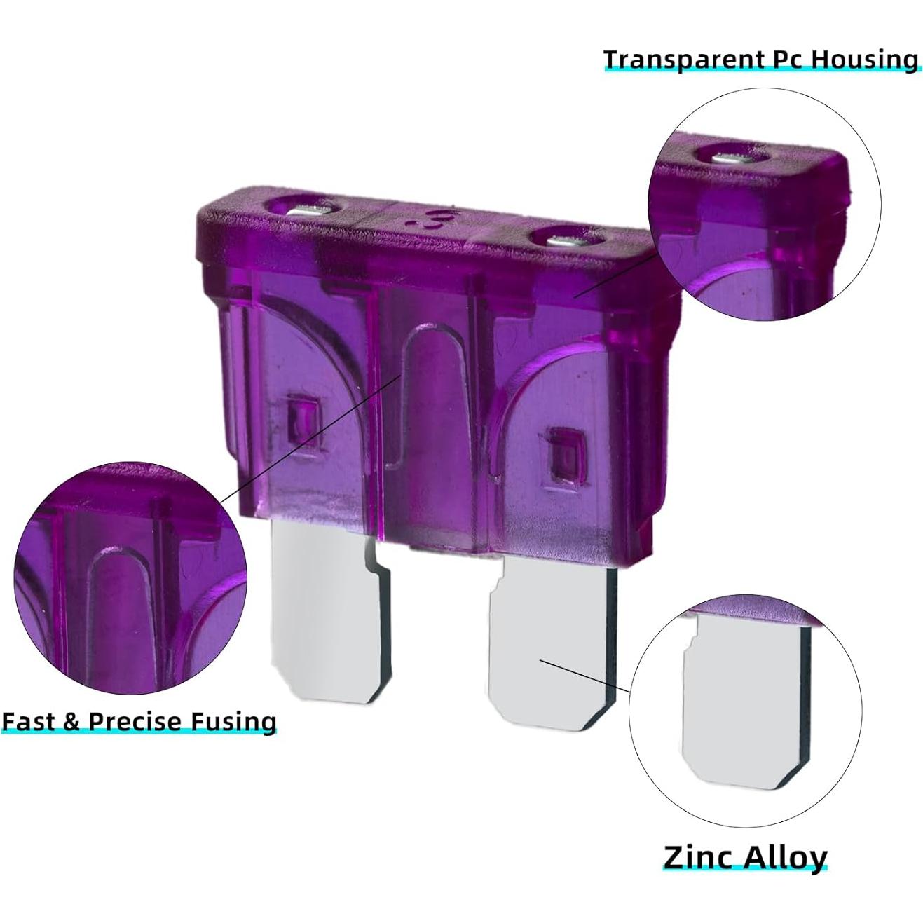 100 Fusibles de 3A Gomedi para Automóviles y Barcos