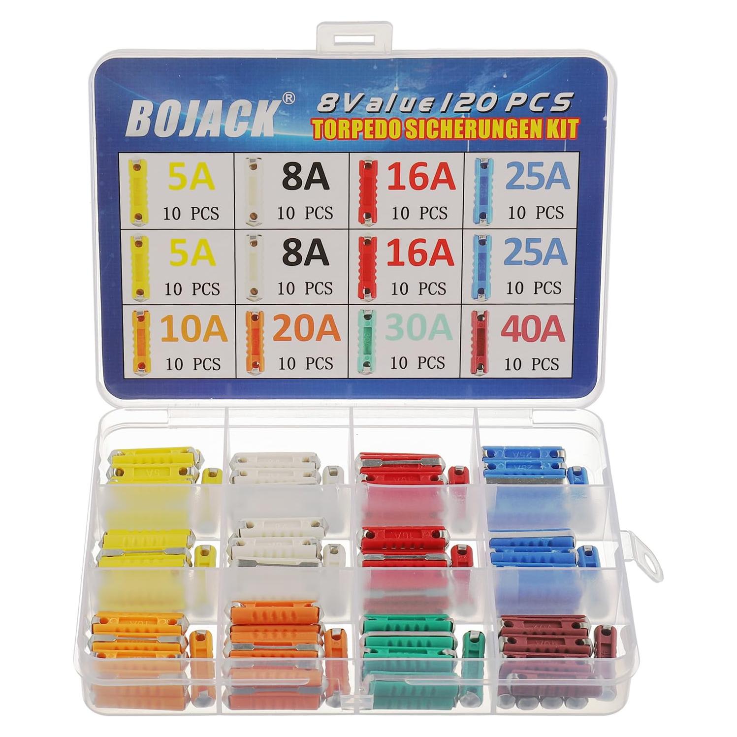 Juego de Fusibles Torpedo BOJACK 120pcs 5A-40A para Autos Clásicos