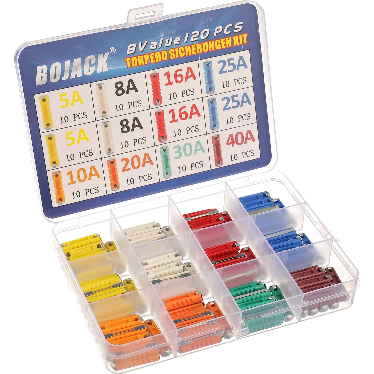 Juego de Fusibles Torpedo BOJACK 120pcs 5A-40A para Autos Clásicos