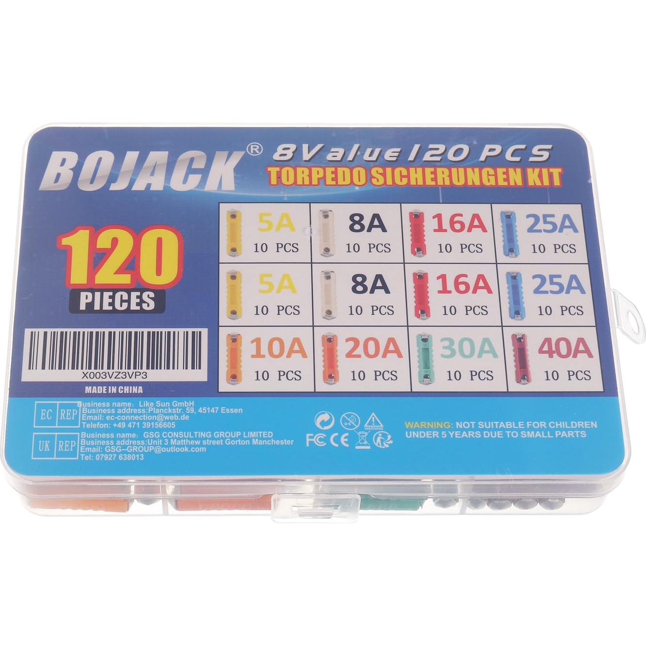 Juego de Fusibles Torpedo BOJACK 120pcs 5A-40A para Autos Clásicos