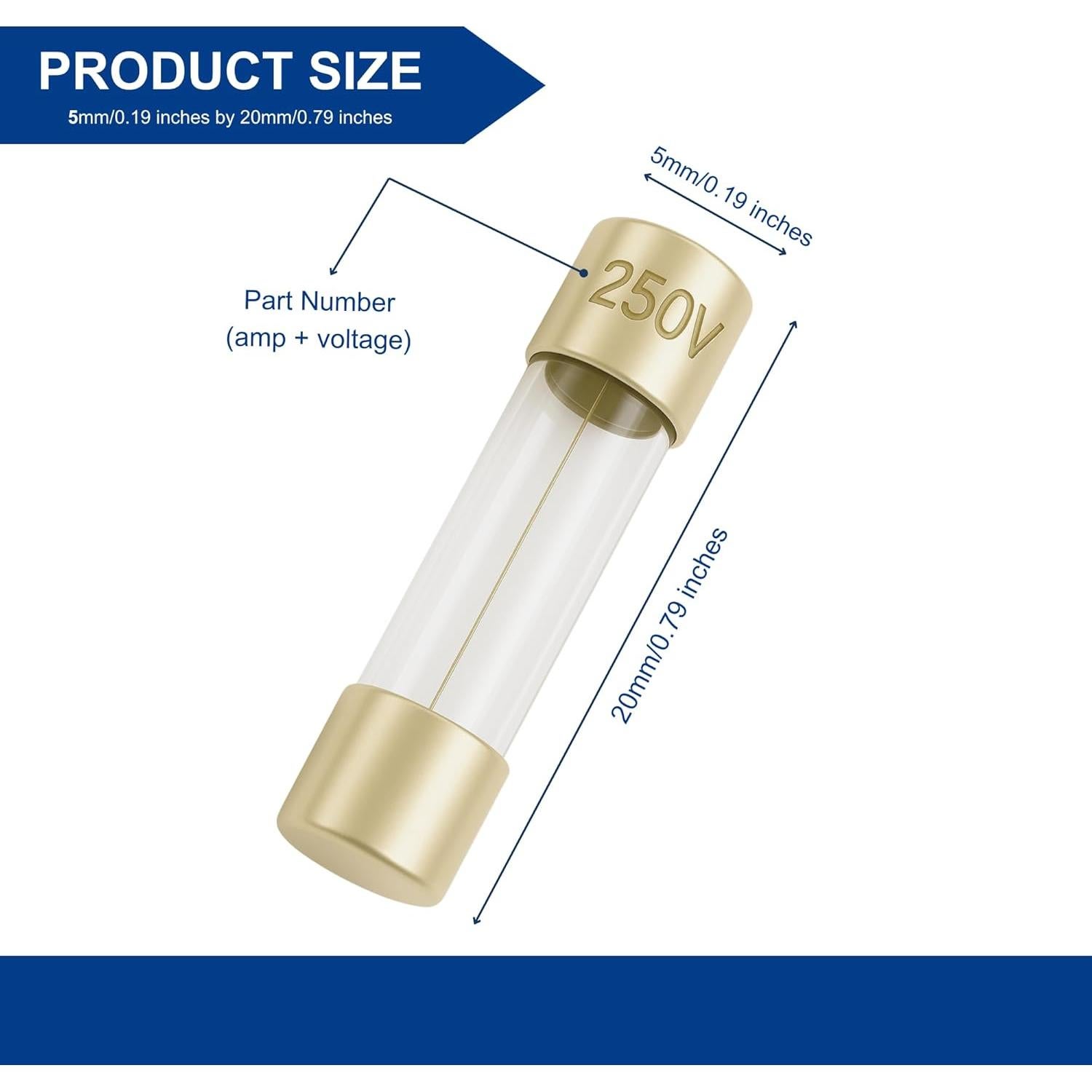 Fusibles de vidrio GMA 315mA 250V - Paquete de 5 Techman