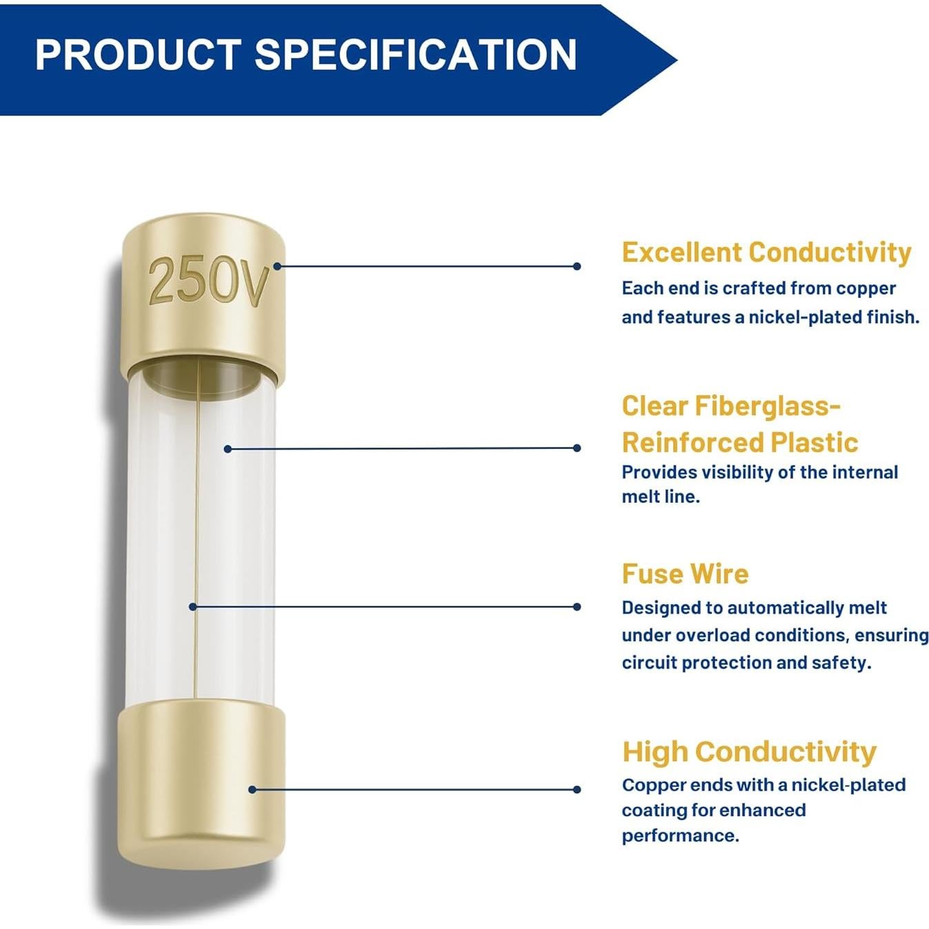 Fusibles de vidrio GMA 315mA 250V - Paquete de 5 Techman