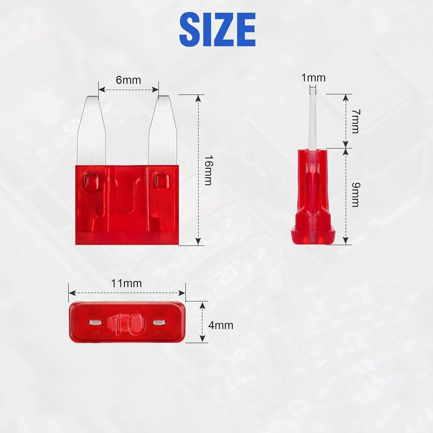 75 Fusibles Mini 10A Automotrices Fuselechada - Protección 32V