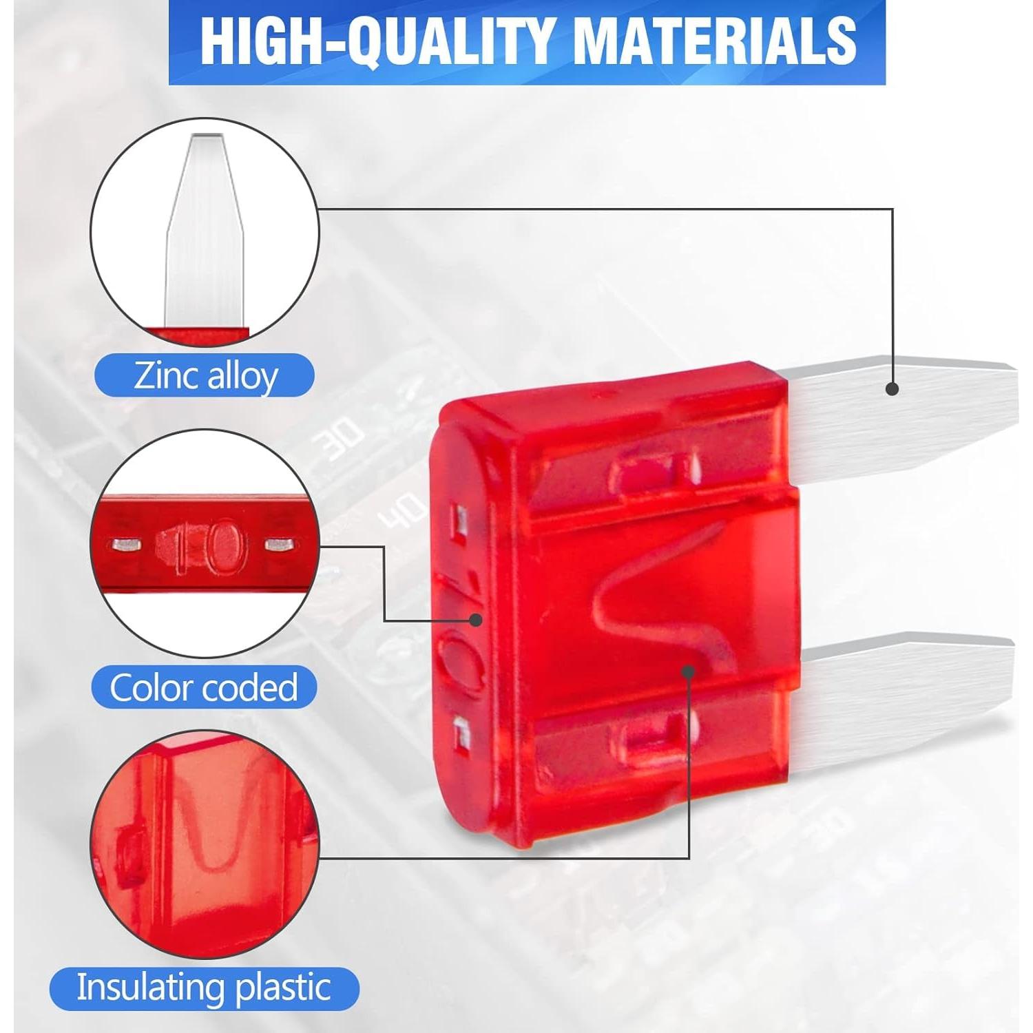 75 Fusibles Mini 10A Automotrices Fuselechada - Protección 32V