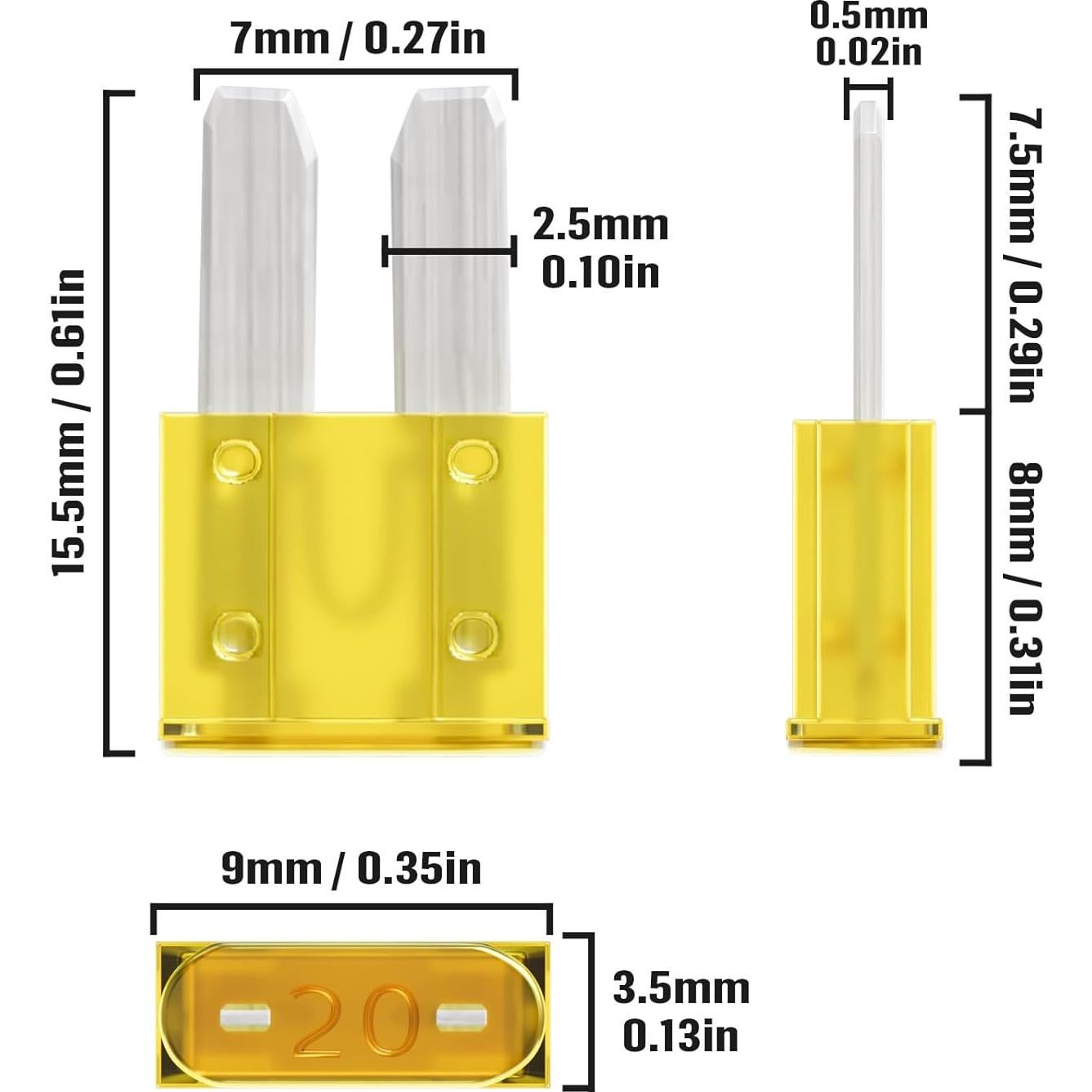 Fusibles Micro2 20A ALLECIN - Paquete de 30 Piezas Automotriz