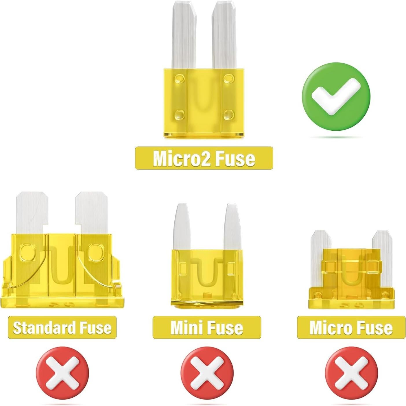 Fusibles Micro2 20A ALLECIN - Paquete de 30 Piezas Automotriz