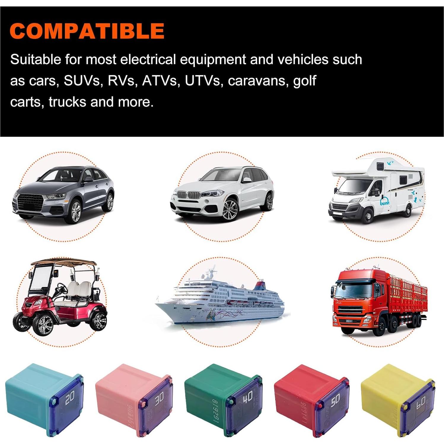 Kit de 10 Fusibles Cuadrados Gasedin 20A 30A 40A 50A 60A