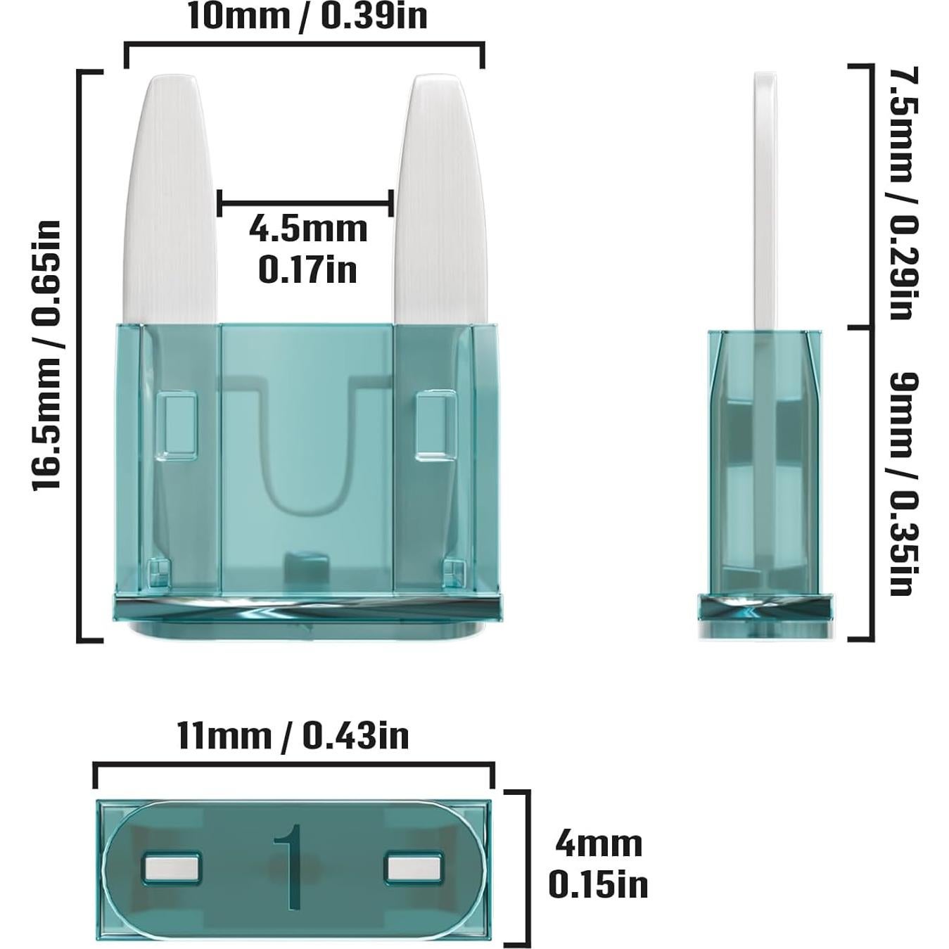 Fusibles Mini ALLECIN 1A para Automóviles - Paquete de 50 Piezas