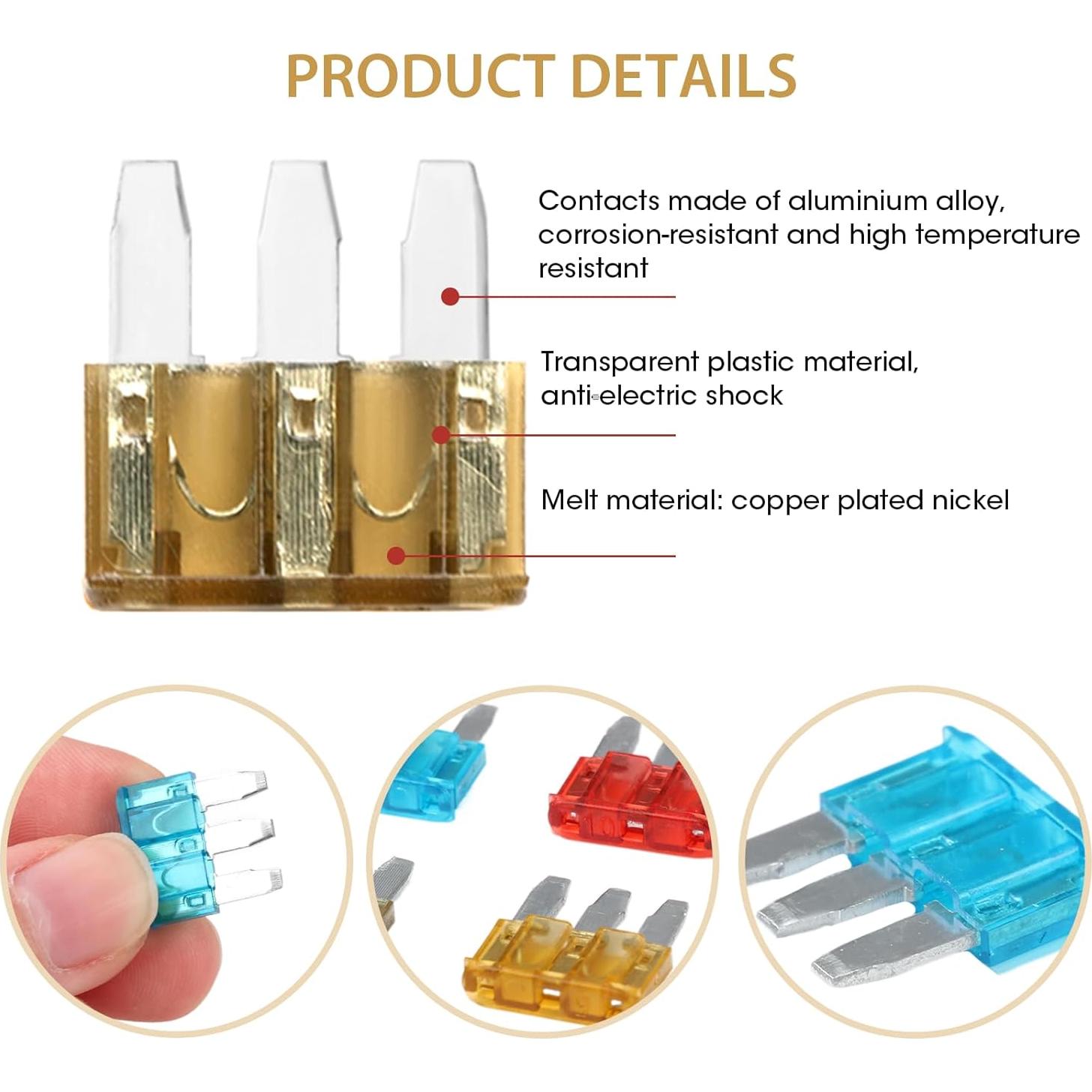 Kit de Fusibles Micro 3 Palas YENOVO 60 Piezas 5A-15A