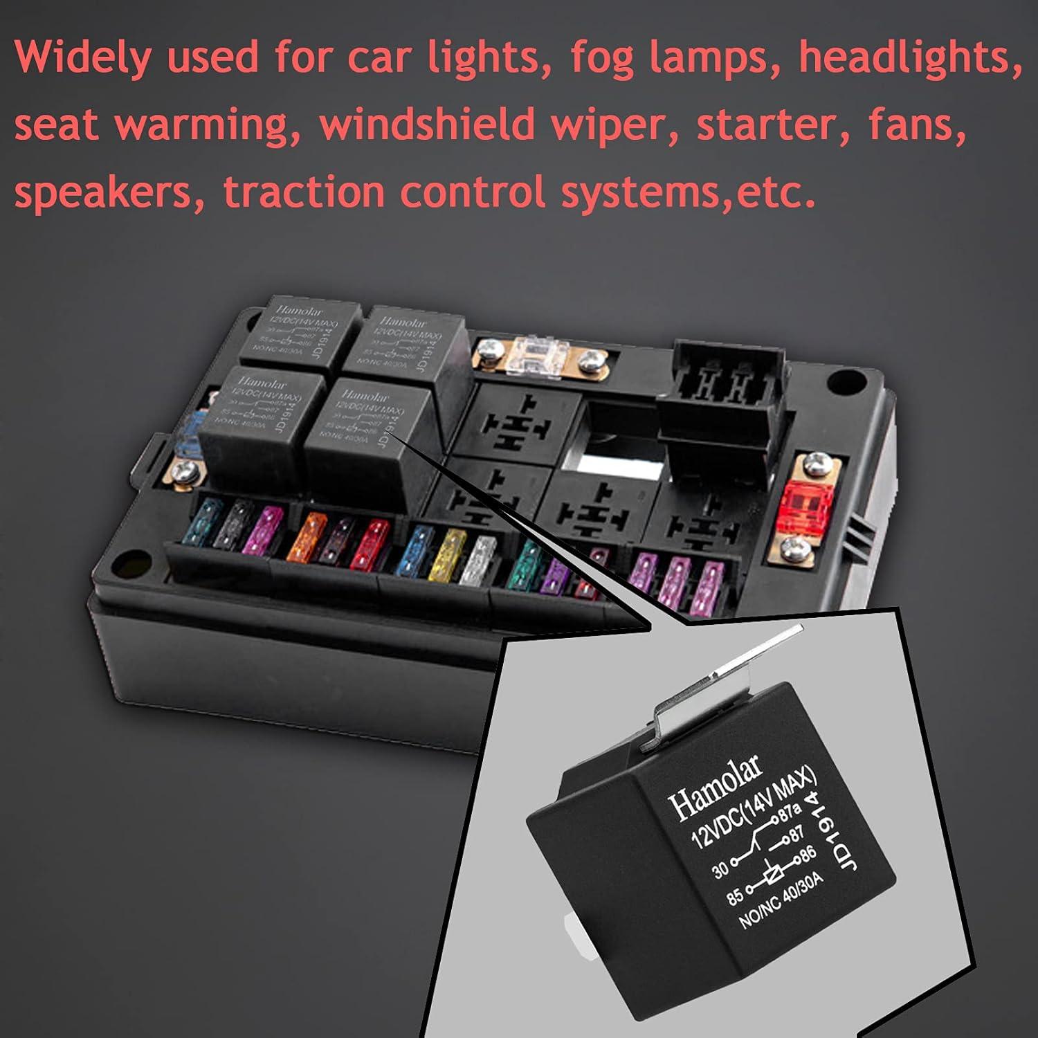 Kit de 2 Relés de Coche 12V 40/30A Hamolar con Arnés 12 AWG