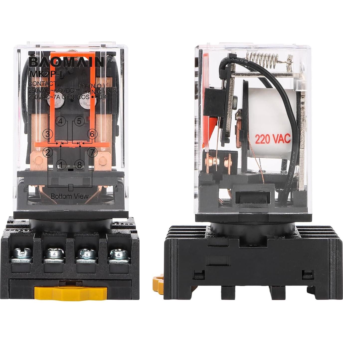 Relé Electromagnético Baomain MK2P-I AC 220V DPDT 8 Pines