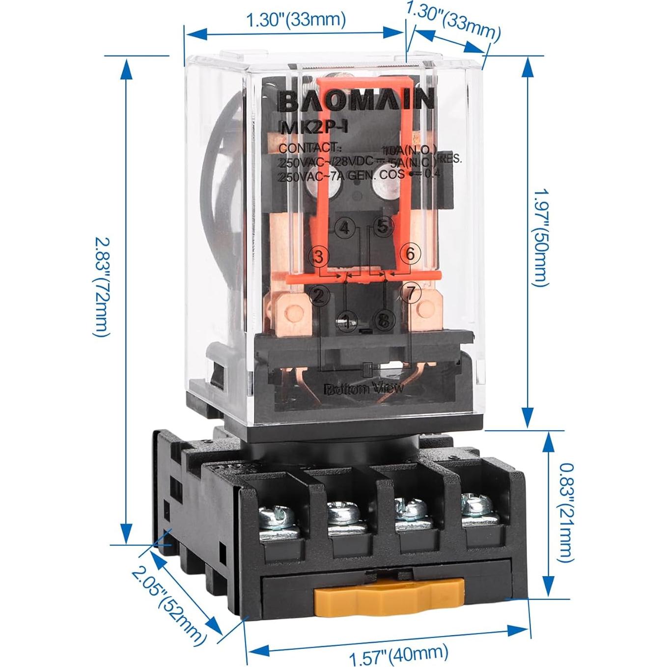 Relé Electromagnético Baomain MK2P-I AC 220V DPDT 8 Pines