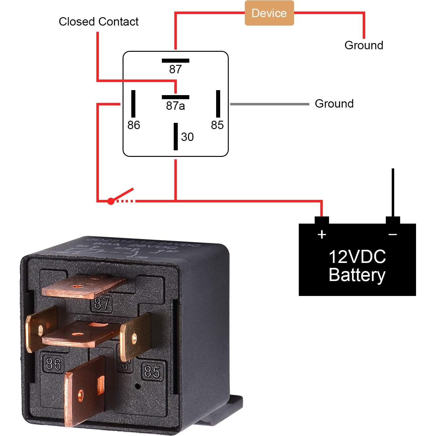 Relé Automotriz EHDIS 80A 12V SPDT con Socket 5 Pines
