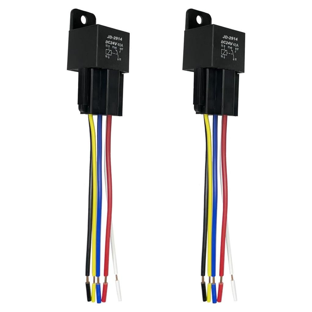 Relé de Coche 24V 40A Cotonlake 5 Pines con Cables Etiquetados
