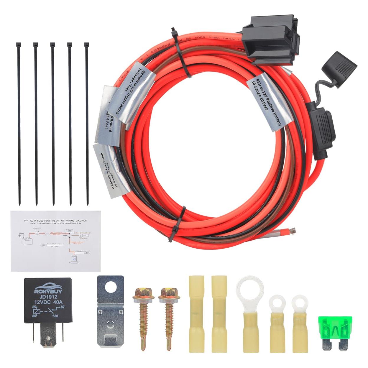 Kit de Relé de Bomba de Combustible Eléctrica 12V Ronybuy 40A